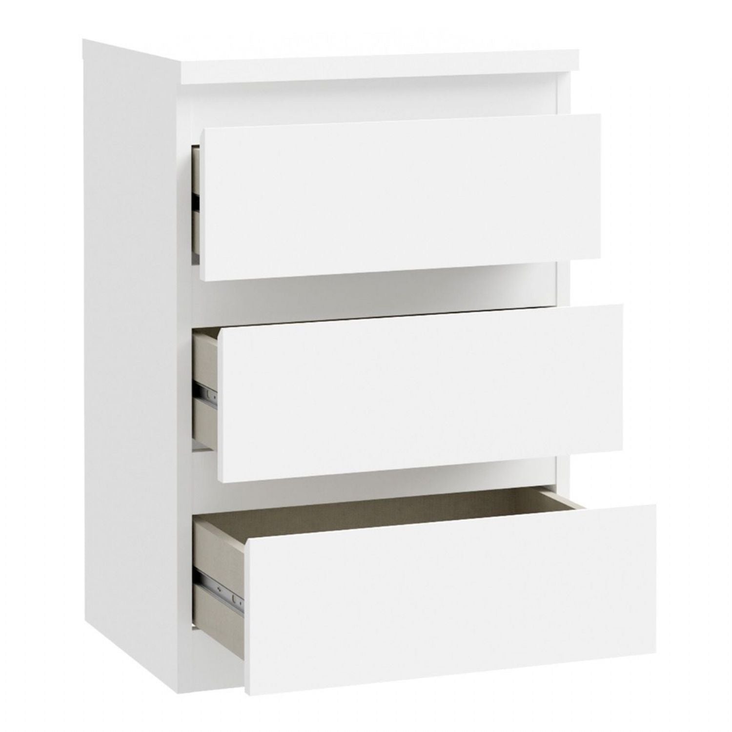 Edmore 3 Drawer Bedside Chest in White