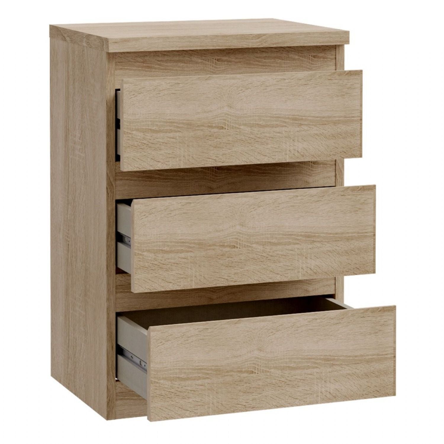 Edmore 3 Drawer Bedside Chest in Sonoma Oak