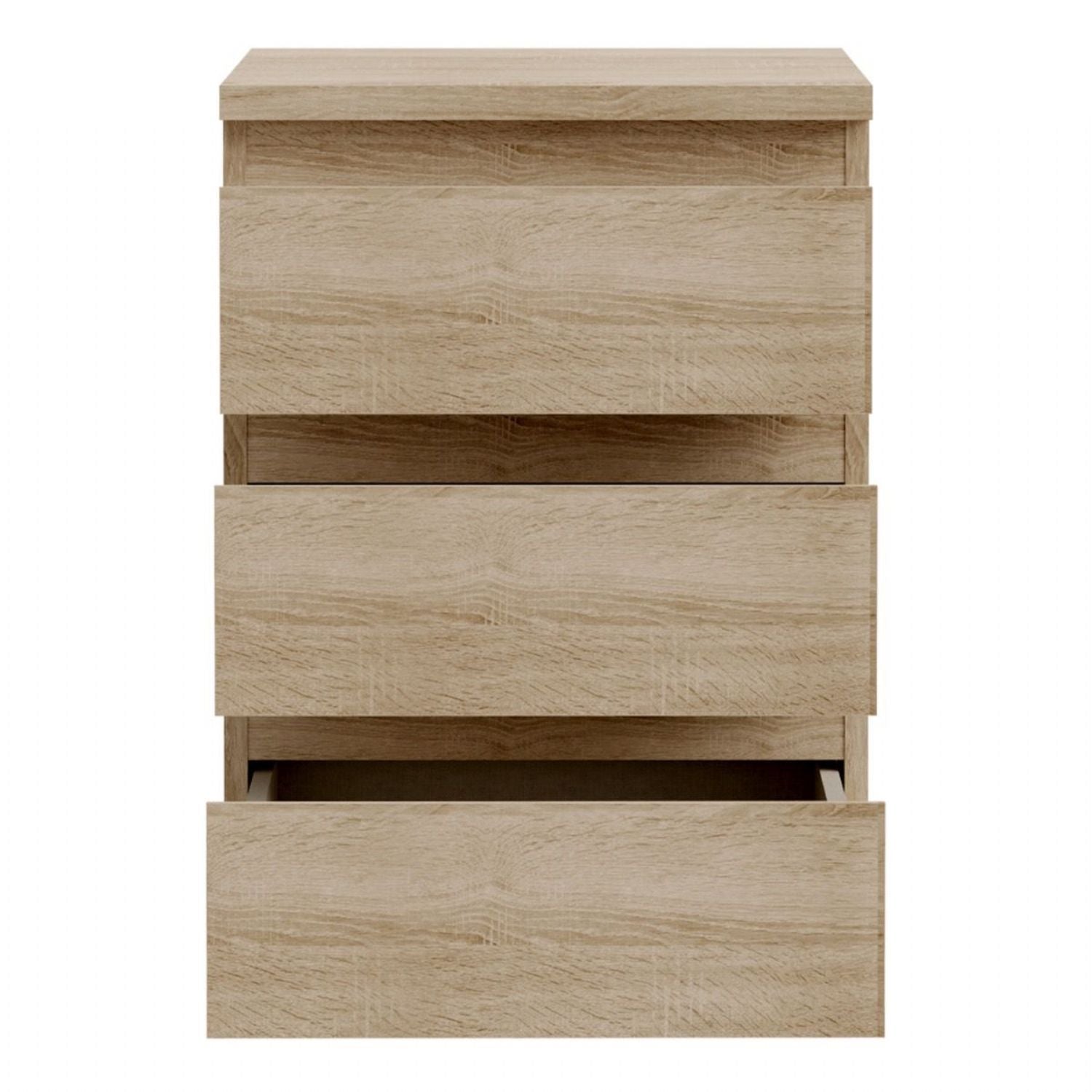 Edmore 3 Drawer Bedside Chest in Sonoma Oak