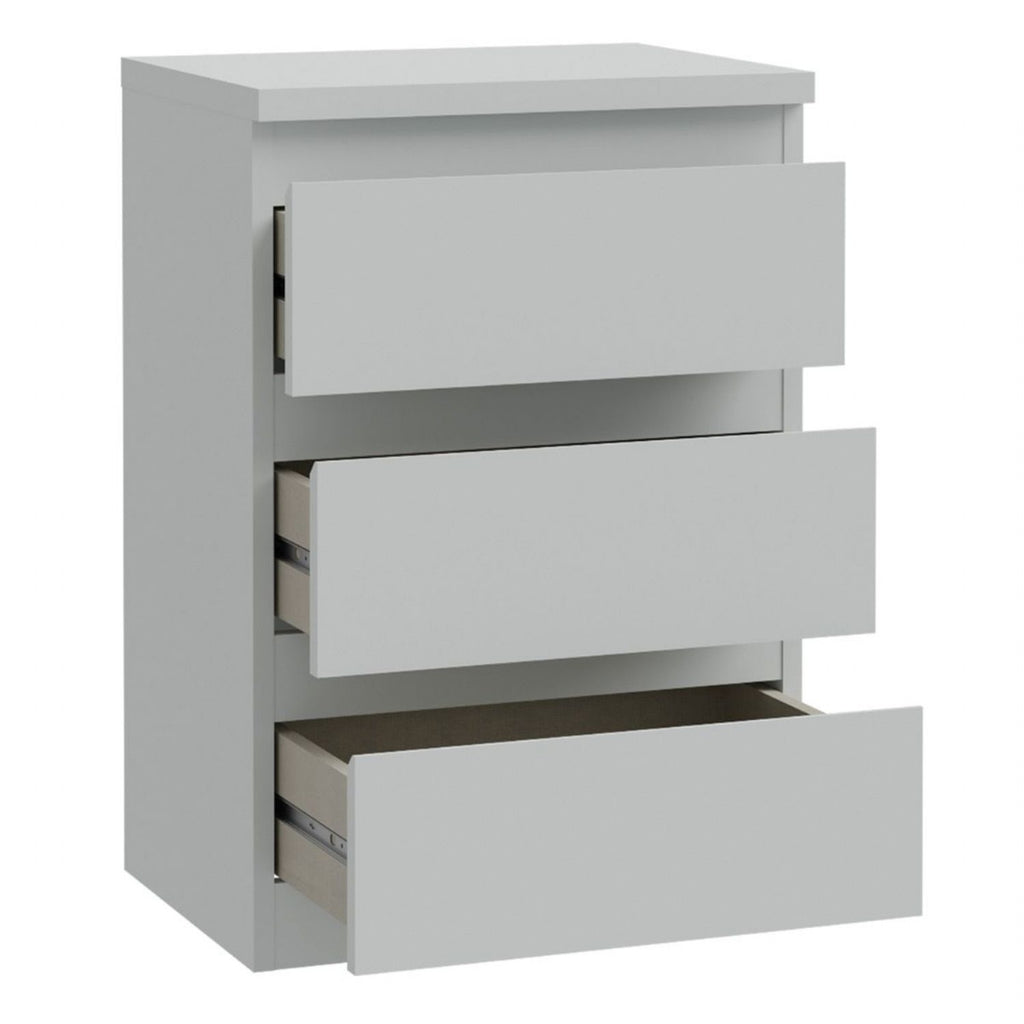 Edmore 3 Drawer Bedside Chest in Light Grey