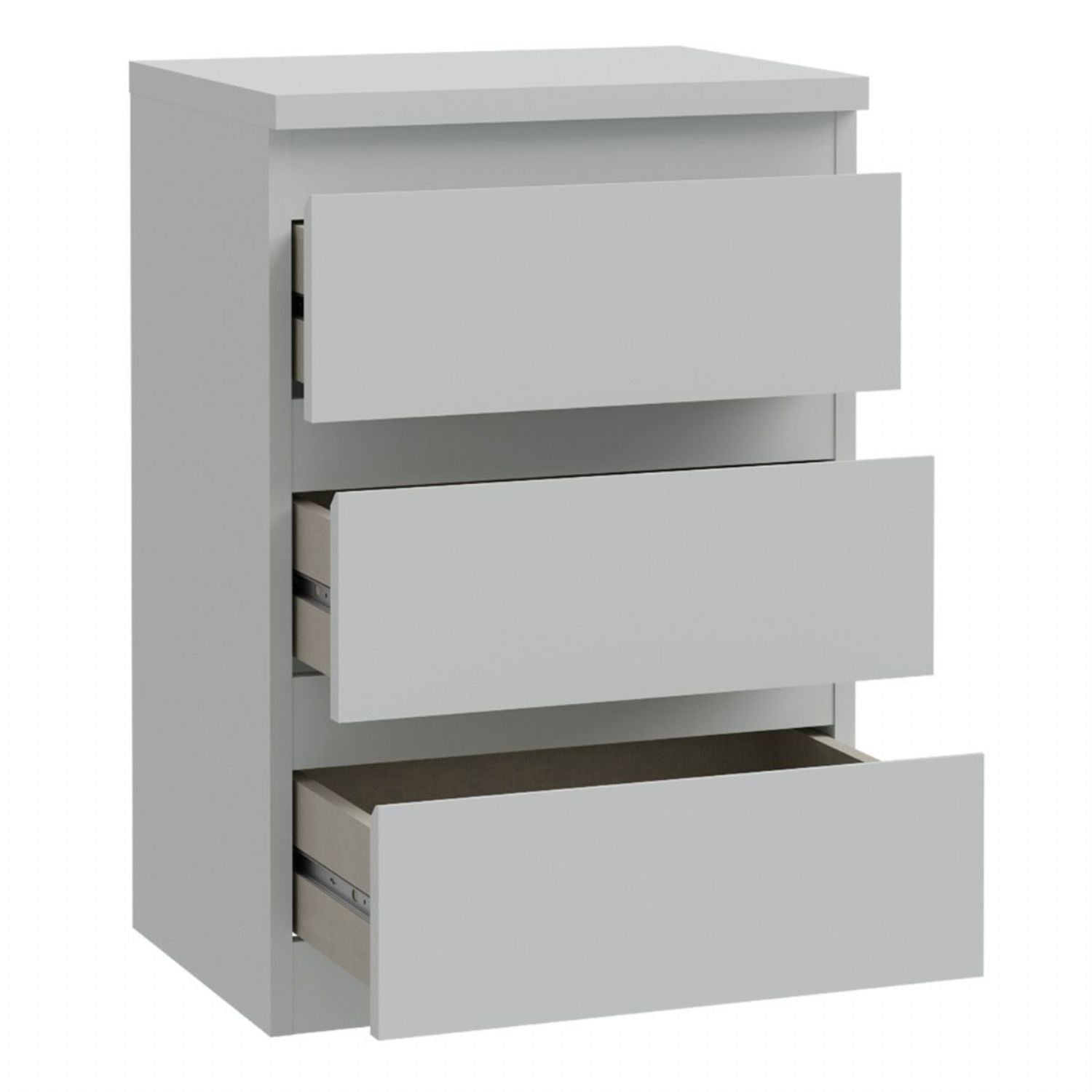 Edmore 3 Drawer Bedside Chest in Light Grey
