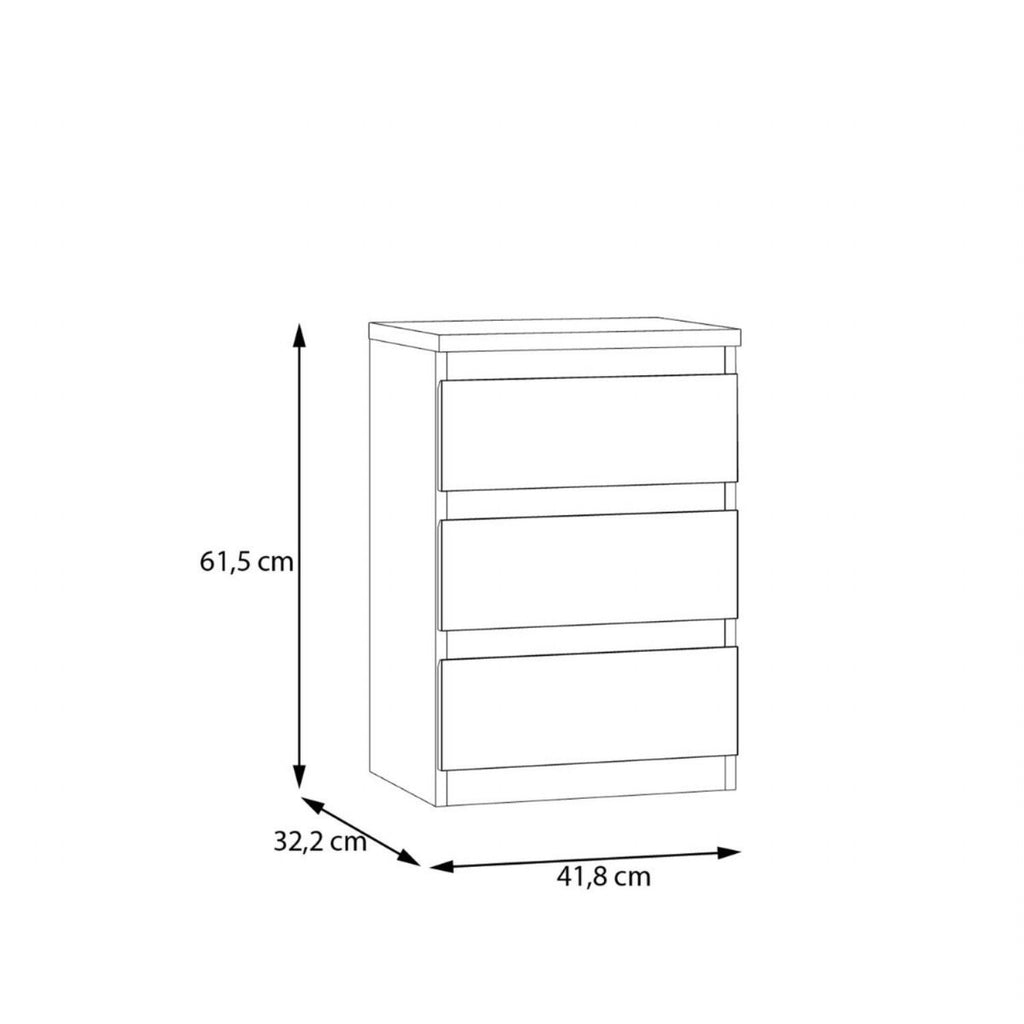 Edmore 3 Drawer Bedside Chest in Sage Green