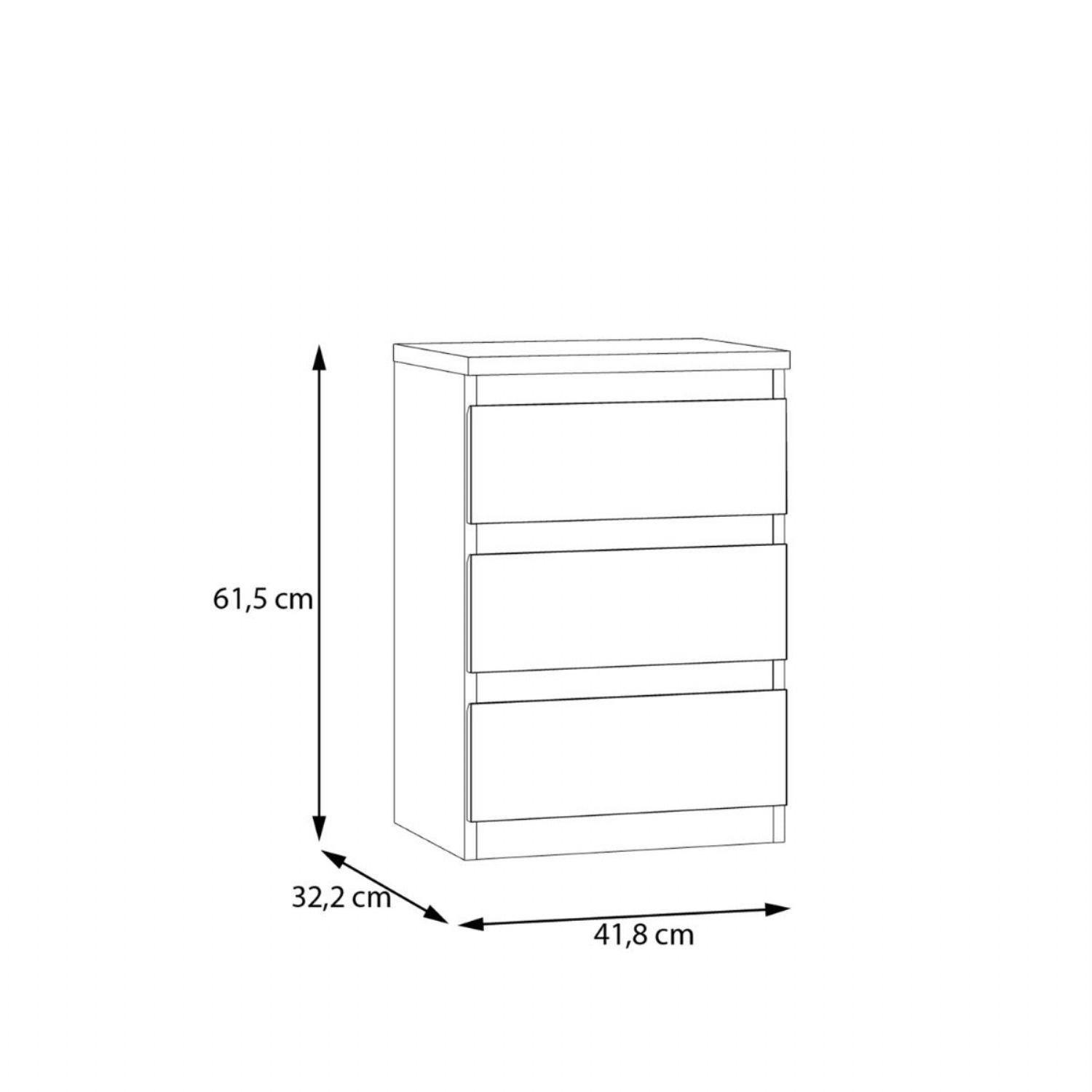 Edmore 3 Drawer Bedside Chest in Sage Green