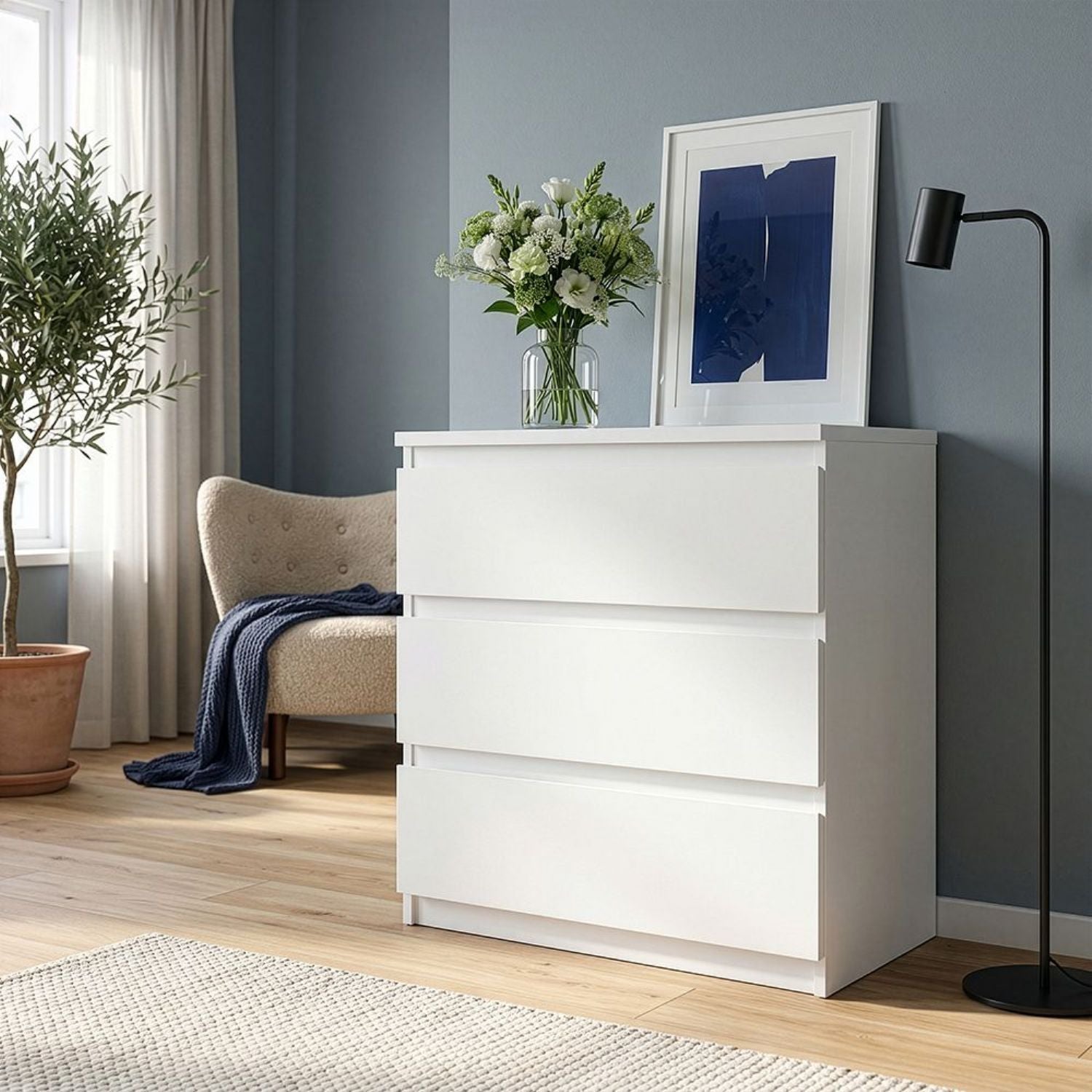 Edmore 3 Drawer Chest in White