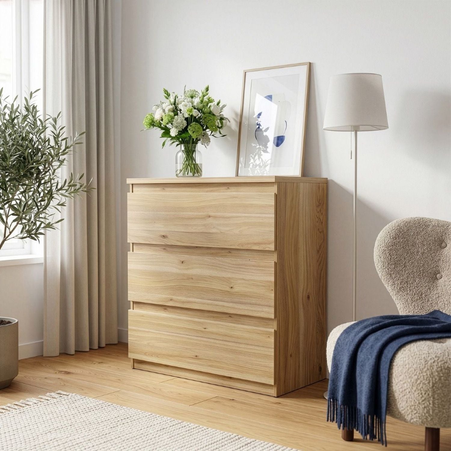 Edmore 3 Drawer Chest in Mauvella Oak