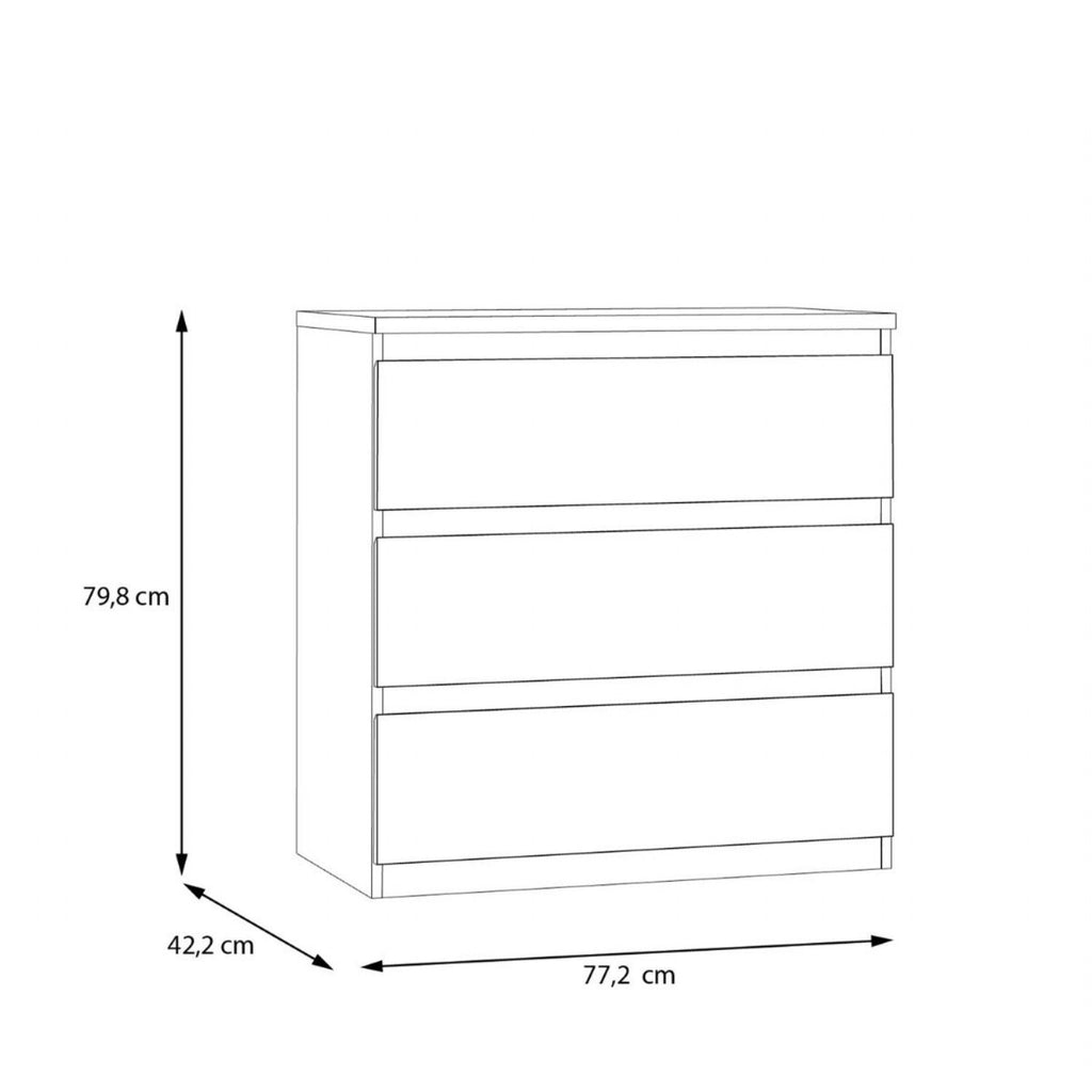 Edmore 3 Drawer Chest in Mauvella Oak