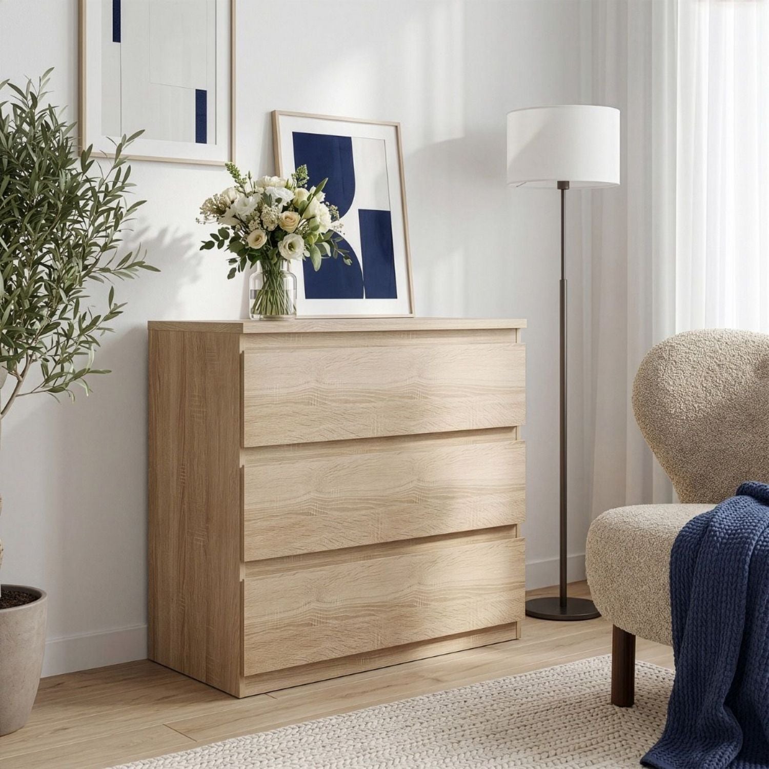 Edmore 3 Drawer Chest in Sonoma Oak