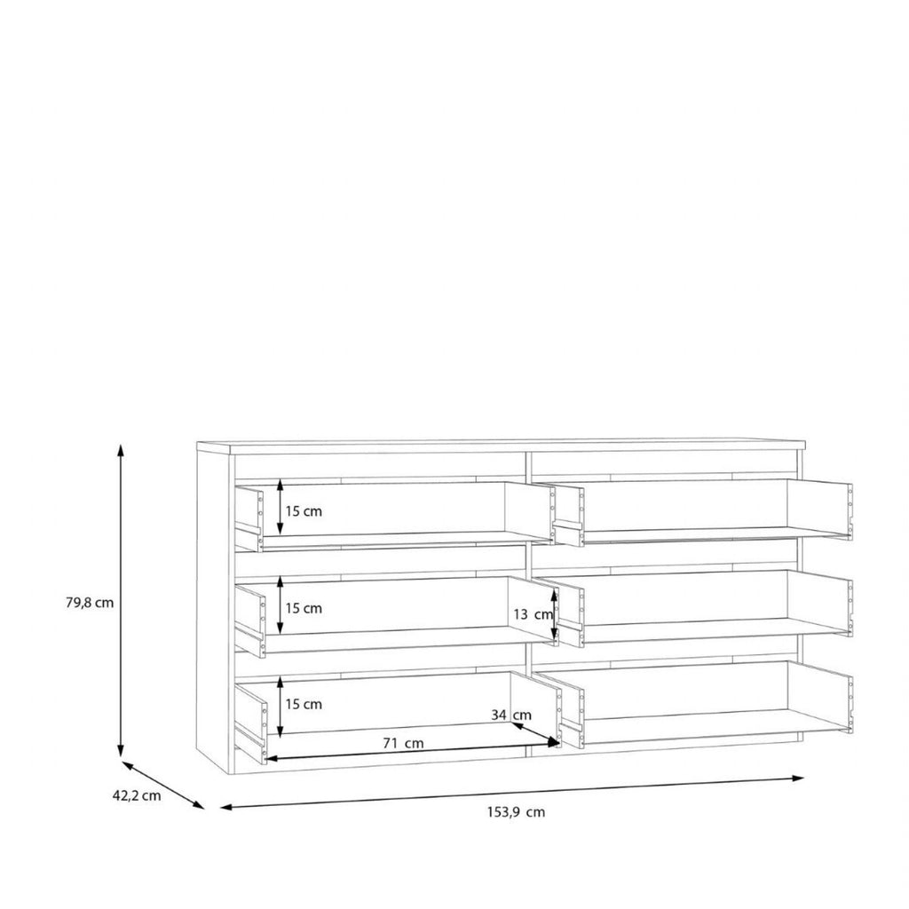 Edmore 6 Drawer Wide Chest in Sonoma Oak