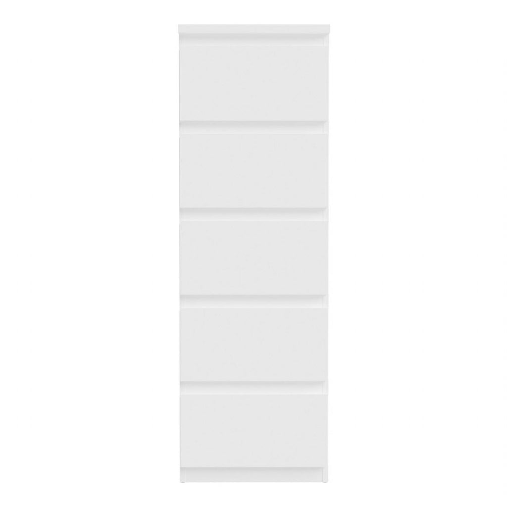 Edmore 5 Drawer Tall Narrow Chest in White