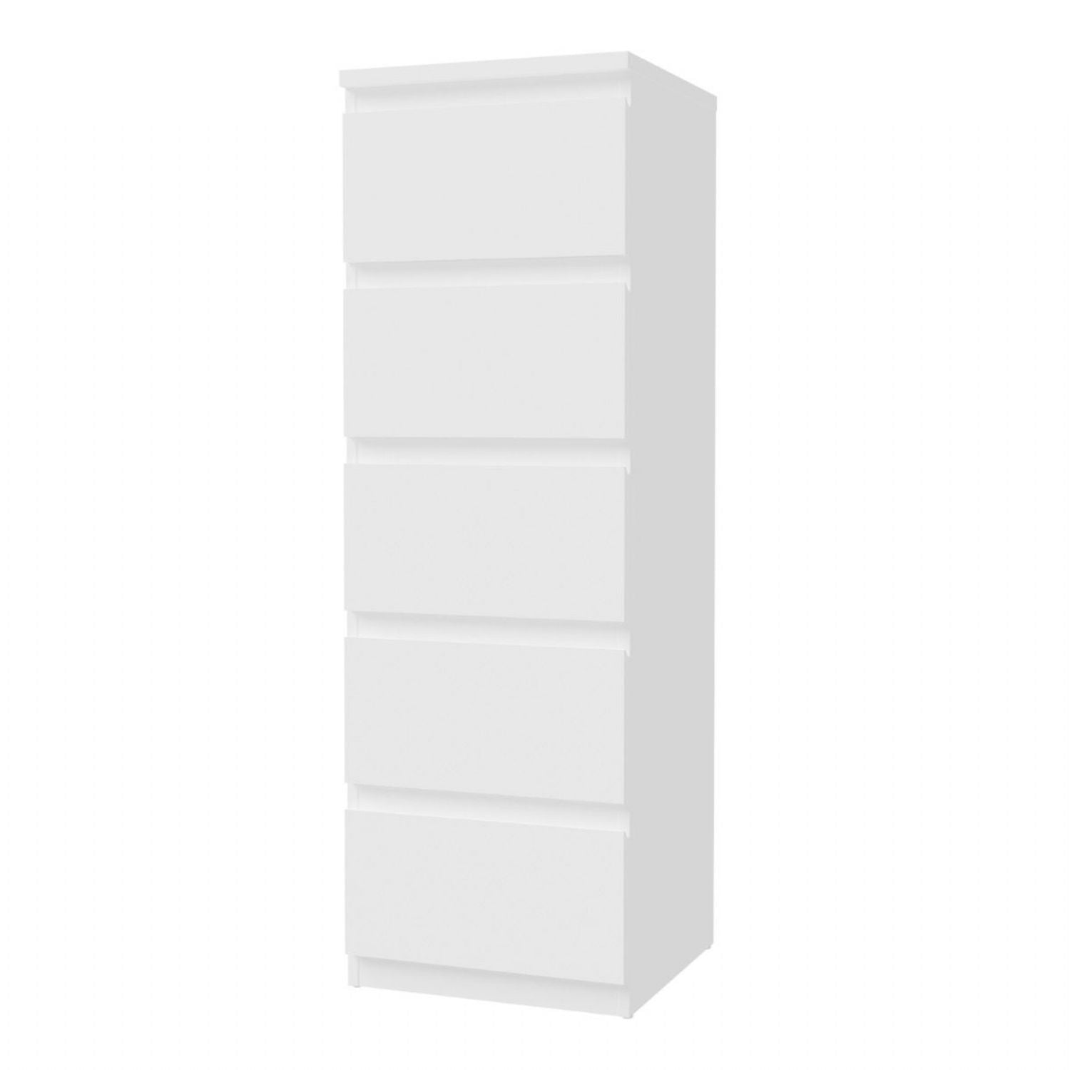 Edmore 5 Drawer Tall Narrow Chest in White