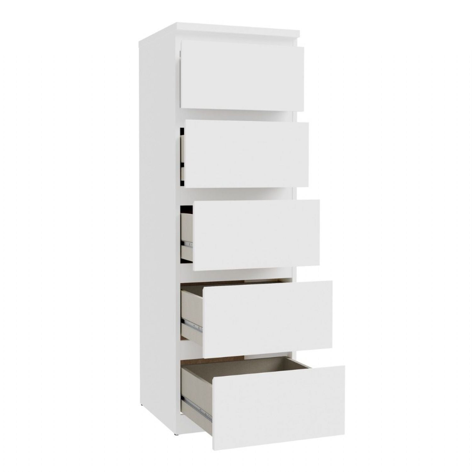 Edmore 5 Drawer Tall Narrow Chest in White