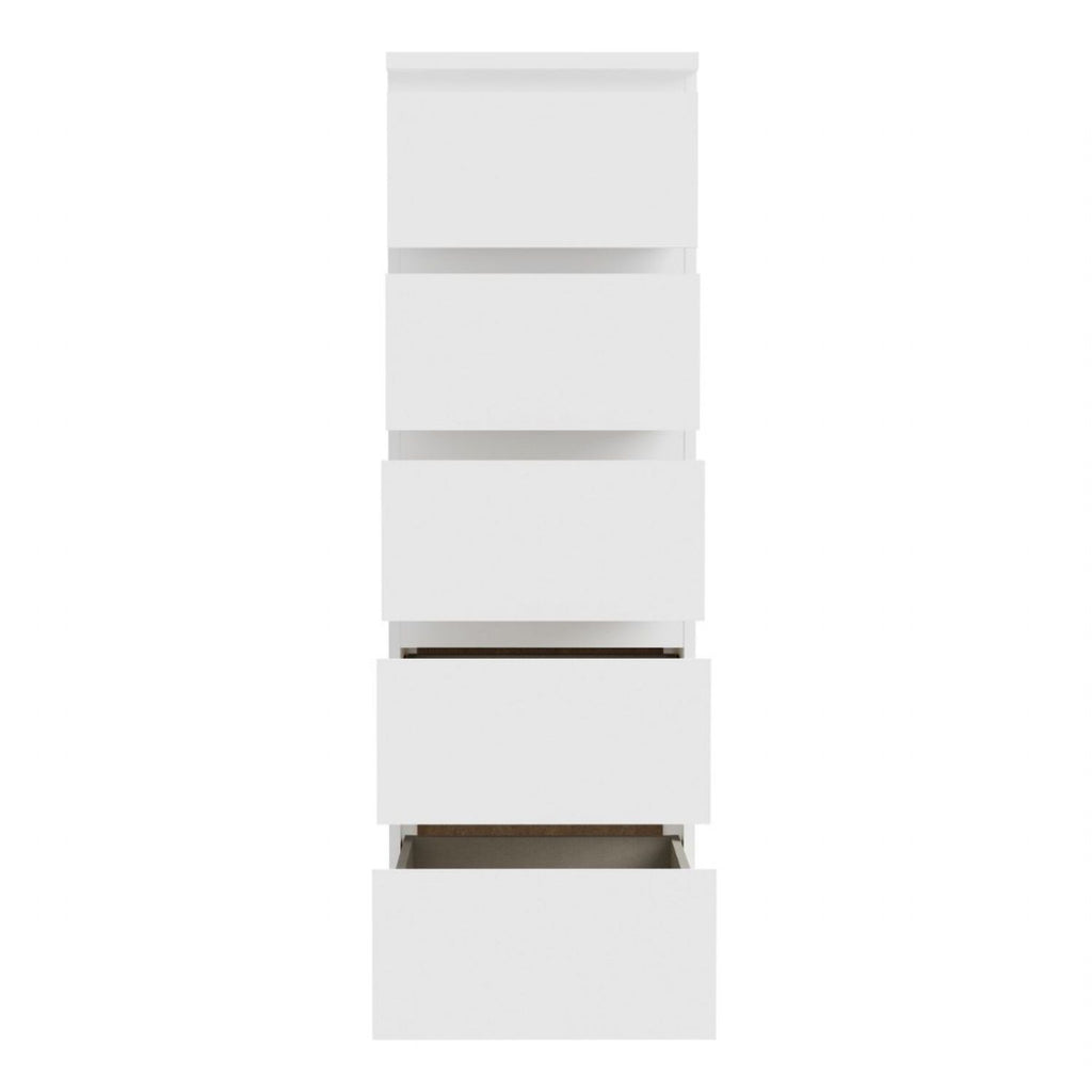 Edmore 5 Drawer Tall Narrow Chest in White