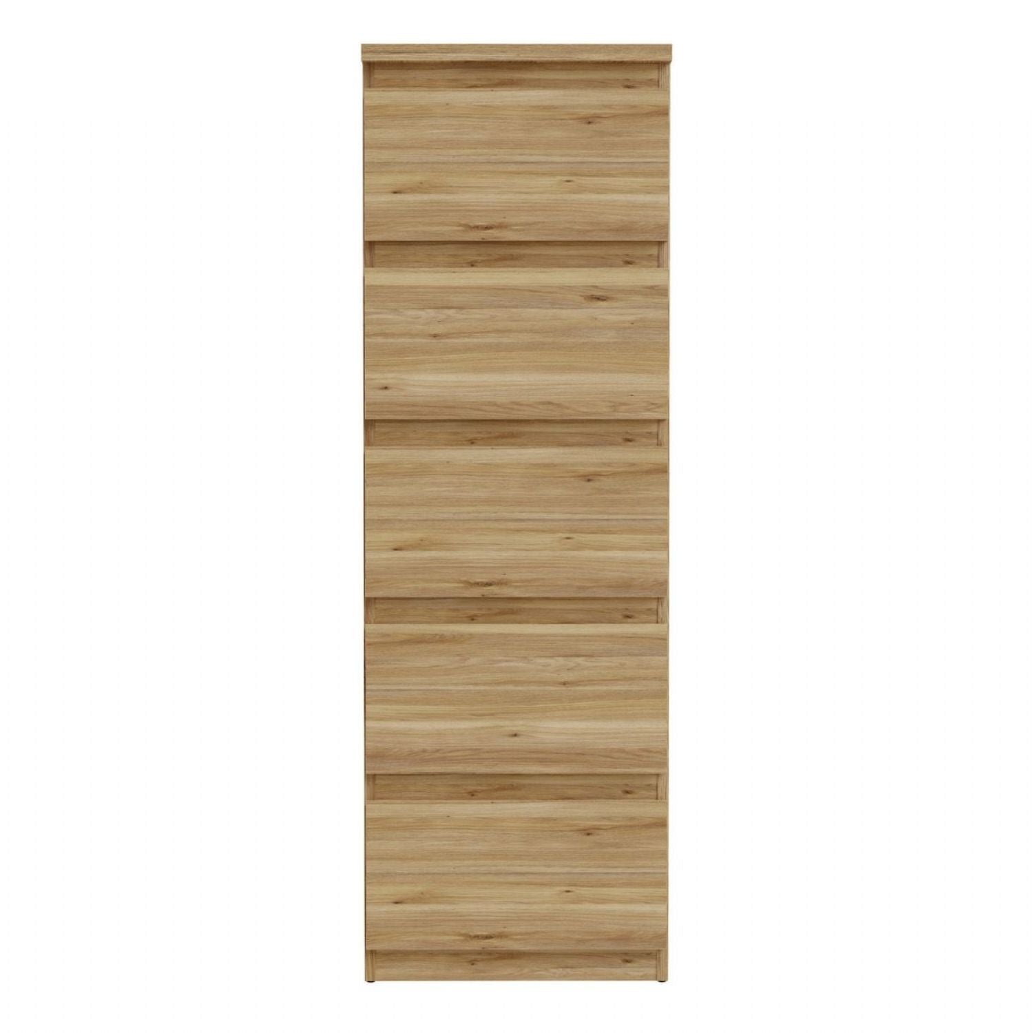Edmore 5 Drawer Tall Narrow Chest in Mauvella Oak