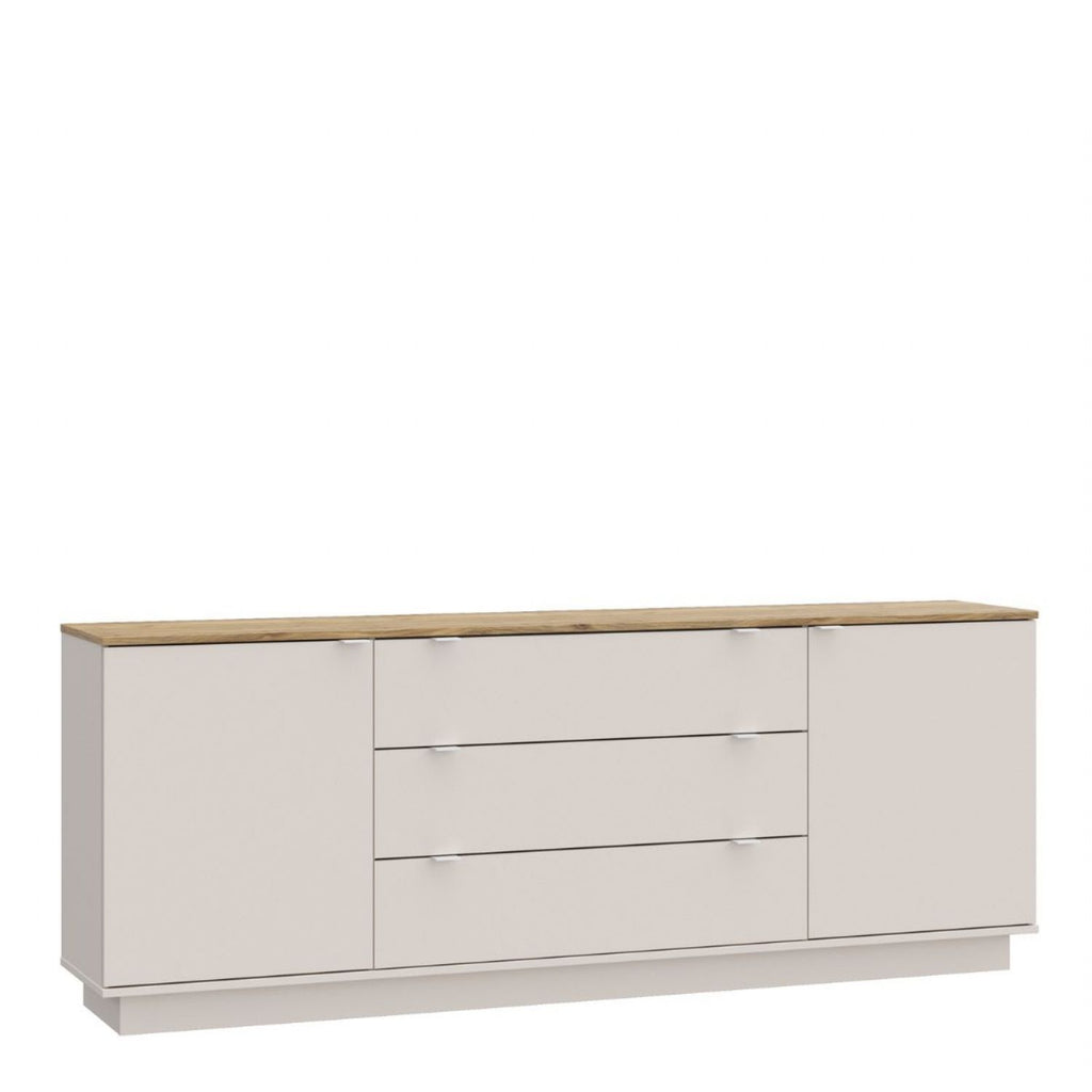 Ganymede Large Sideboard with 3 Drawers &amp; 2 Doors in Mauvella Oak and Sand