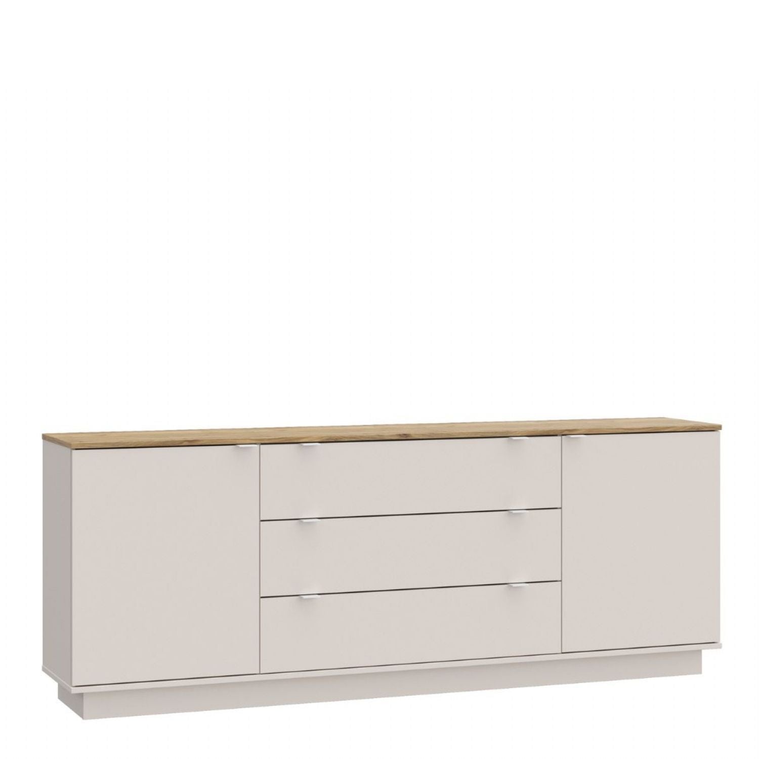 Ganymede Large Sideboard with 3 Drawers &amp; 2 Doors in Mauvella Oak and Sand