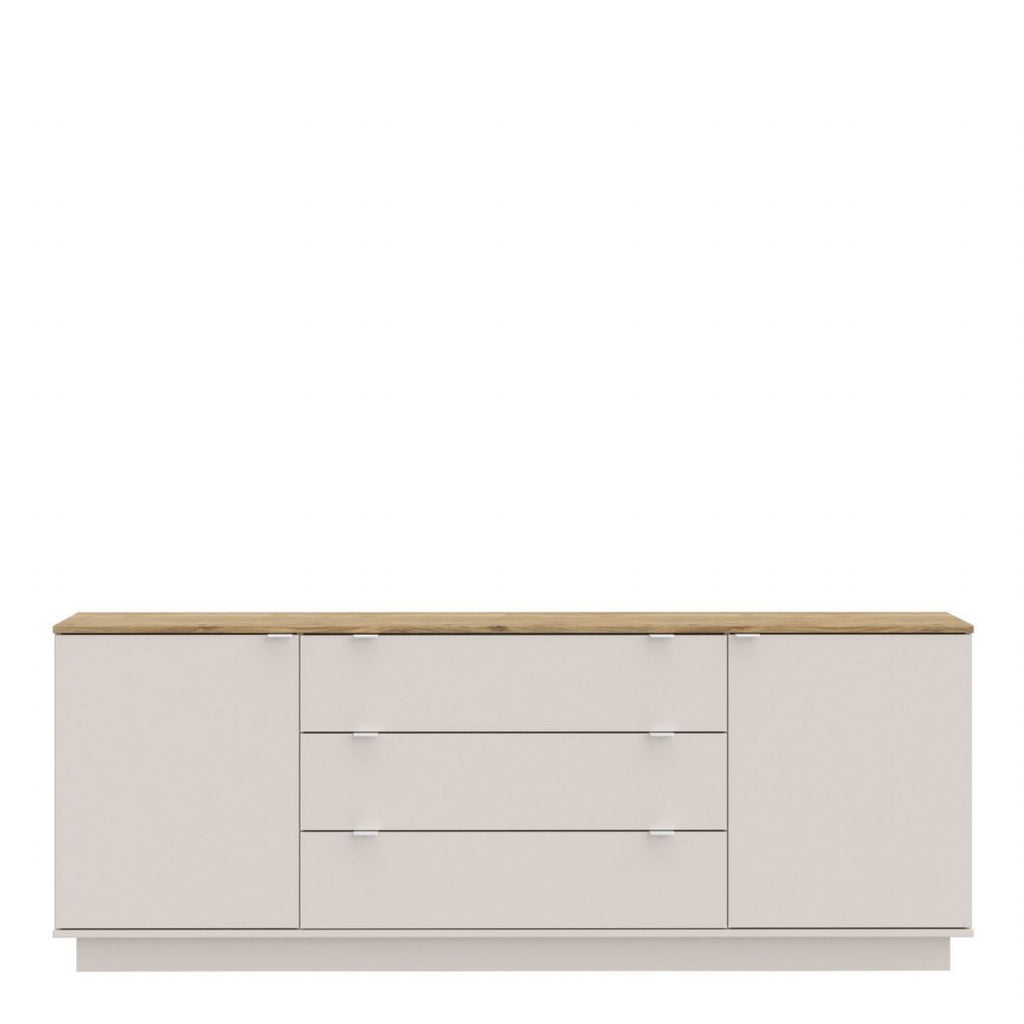 Ganymede Large Sideboard with 3 Drawers & 2 Doors in Mauvella Oak and Sand