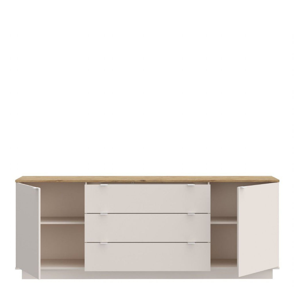 Ganymede Large Sideboard with 3 Drawers & 2 Doors in Mauvella Oak and Sand