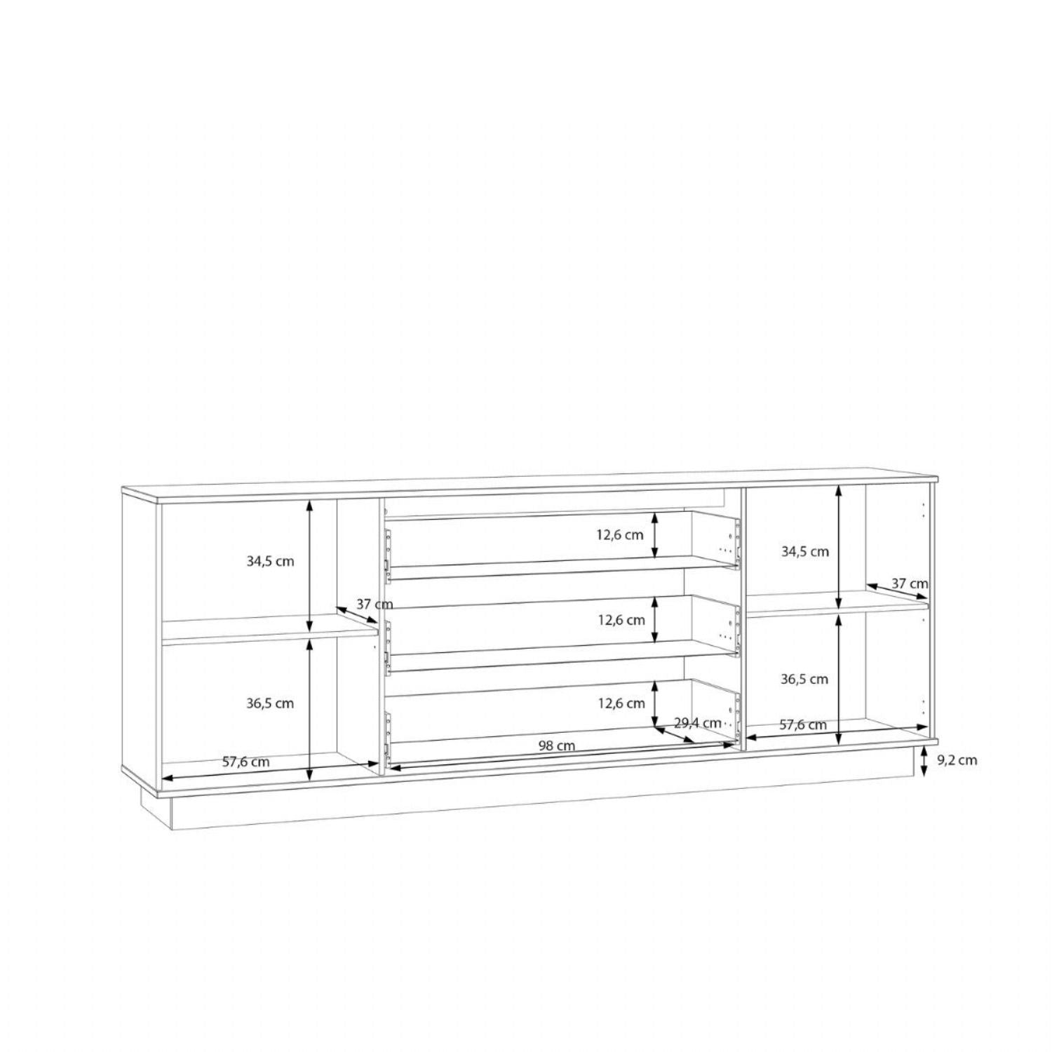 Ganymede Large Sideboard with 3 Drawers & 2 Doors in Mauvella Oak and Sage
