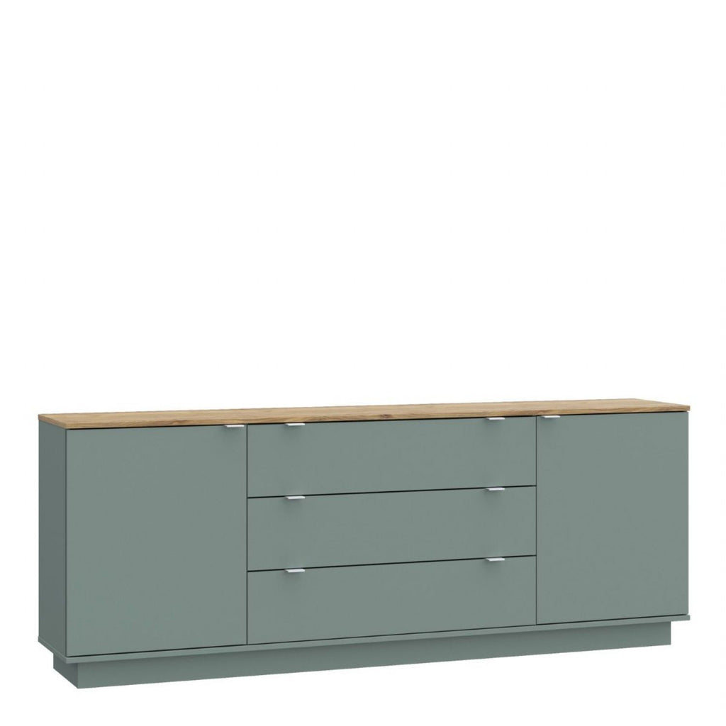 Ganymede Large Sideboard with 3 Drawers &amp; 2 Doors in Mauvella Oak and Sage