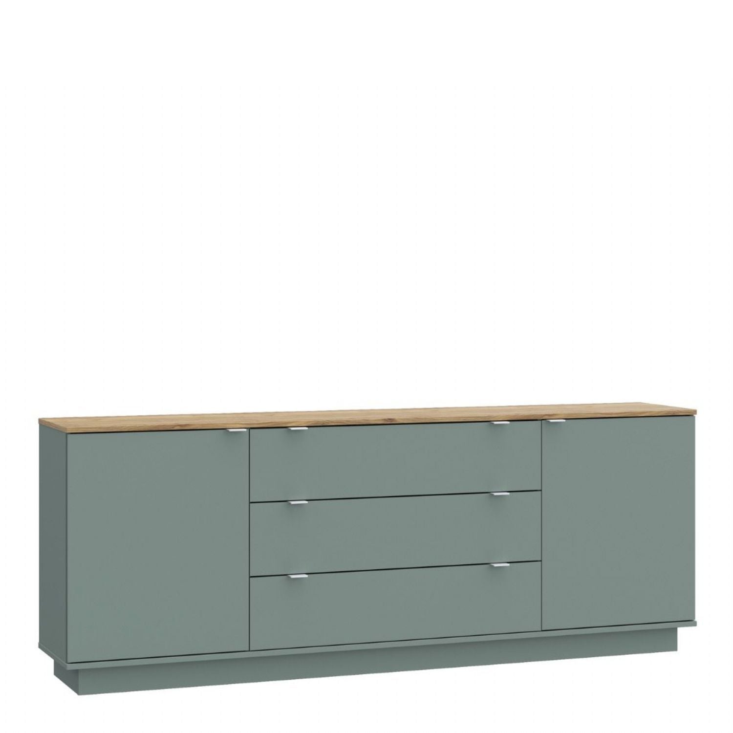 Ganymede Large Sideboard with 3 Drawers &amp; 2 Doors in Mauvella Oak and Sage