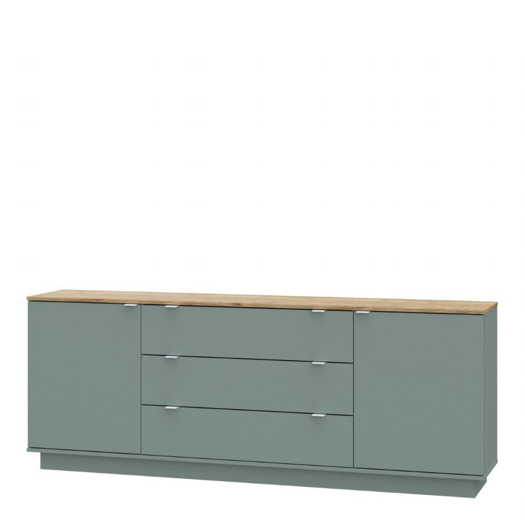 Ganymede Large Sideboard with 3 Drawers & 2 Doors in Mauvella Oak and Sage