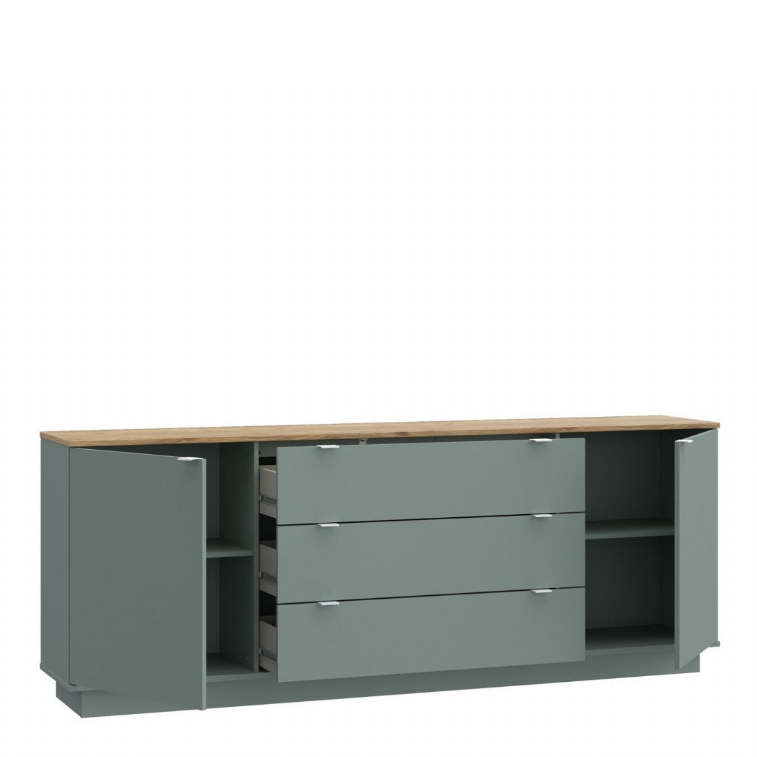 Ganymede Large Sideboard with 3 Drawers & 2 Doors in Mauvella Oak and Sage