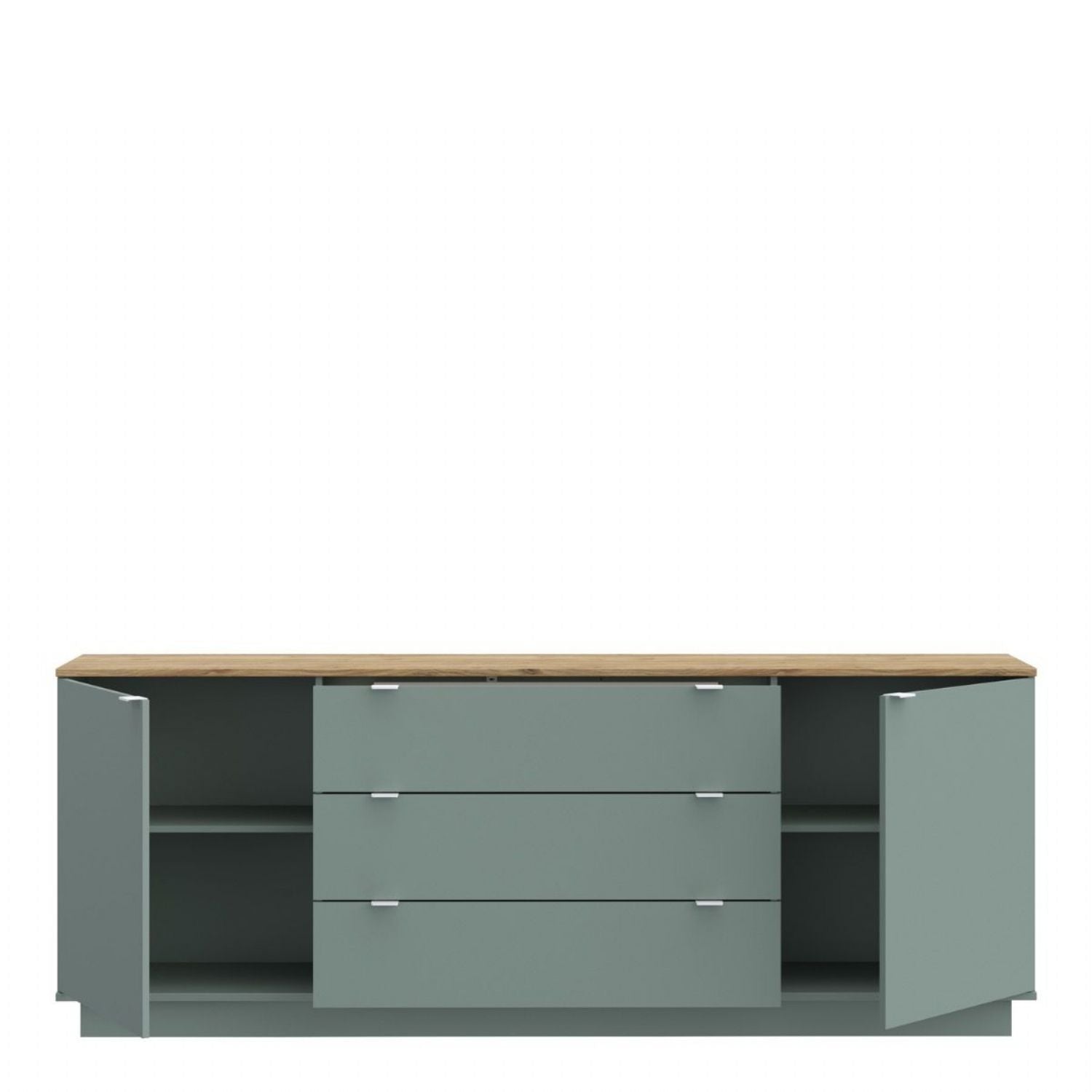 Ganymede Large Sideboard with 3 Drawers & 2 Doors in Mauvella Oak and Sage