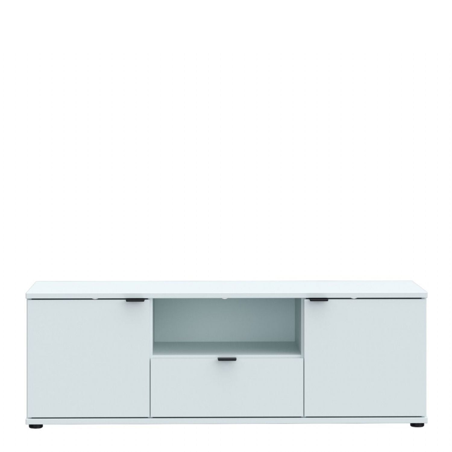 Ganymede Wide TV Unit with Open Shelf, Drawer & 2 Doors in Light Grey