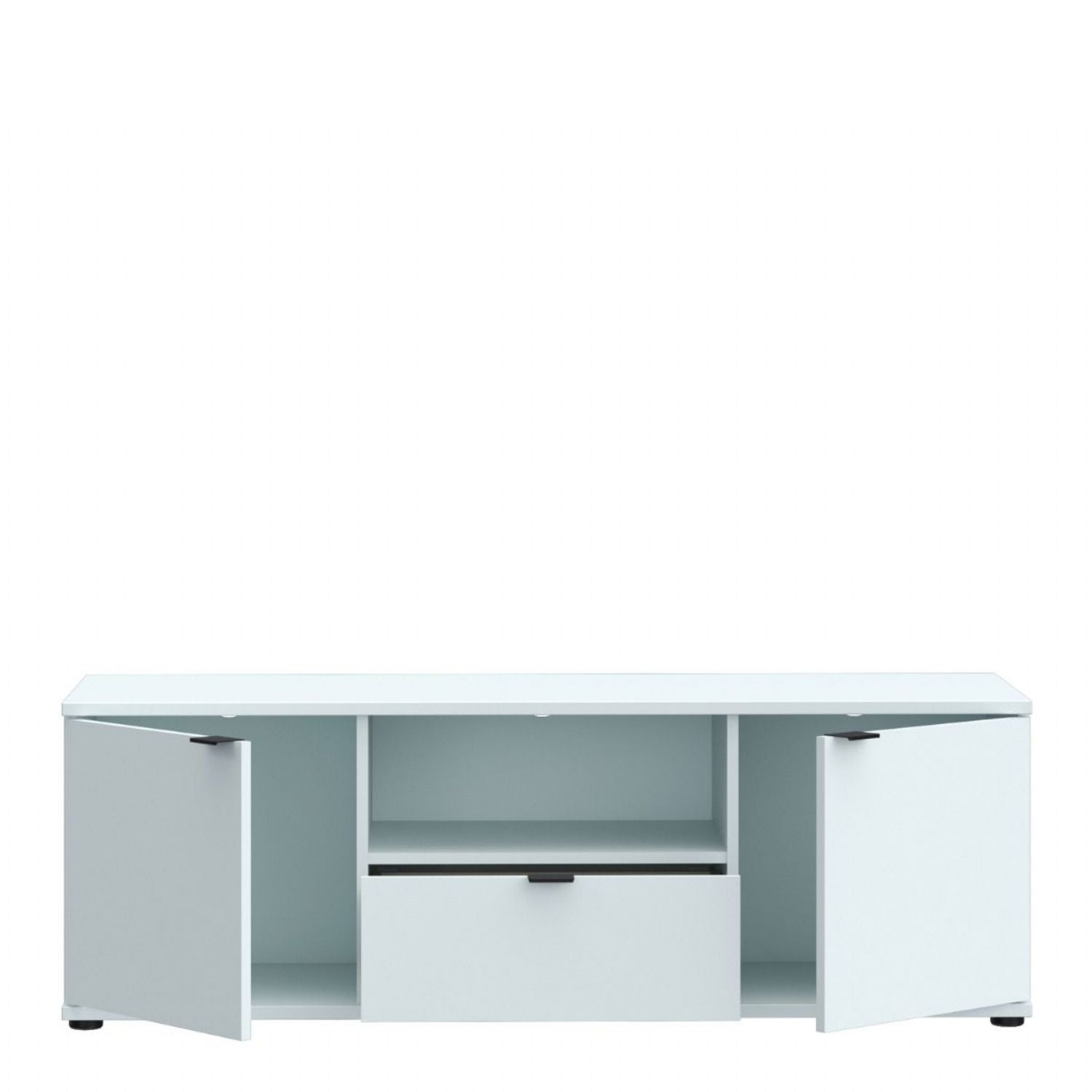 Ganymede Wide TV Unit with Open Shelf, Drawer & 2 Doors in Light Grey