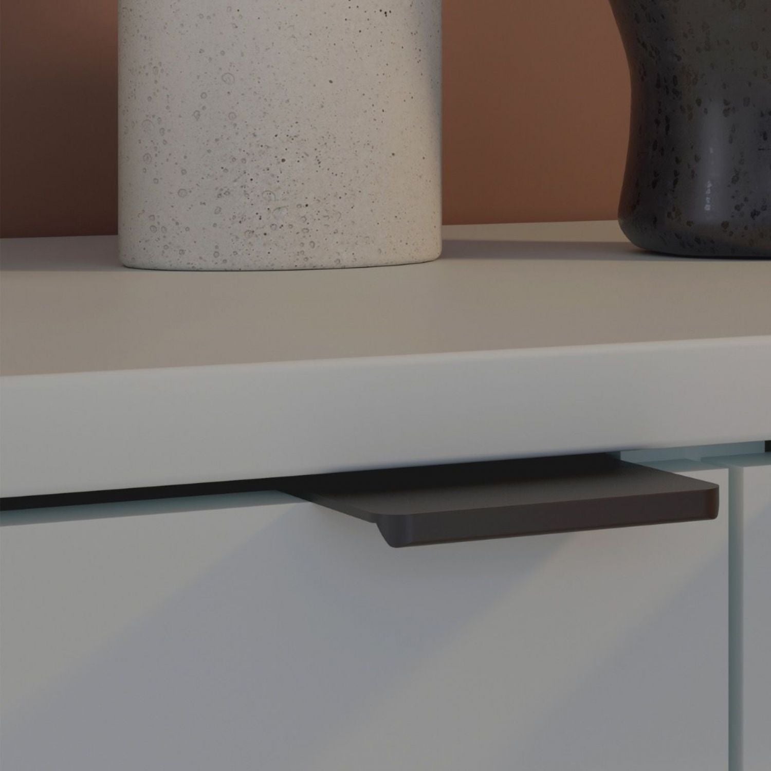 Ganymede Wide TV Unit with Open Shelf, Drawer & 2 Doors in Light Grey