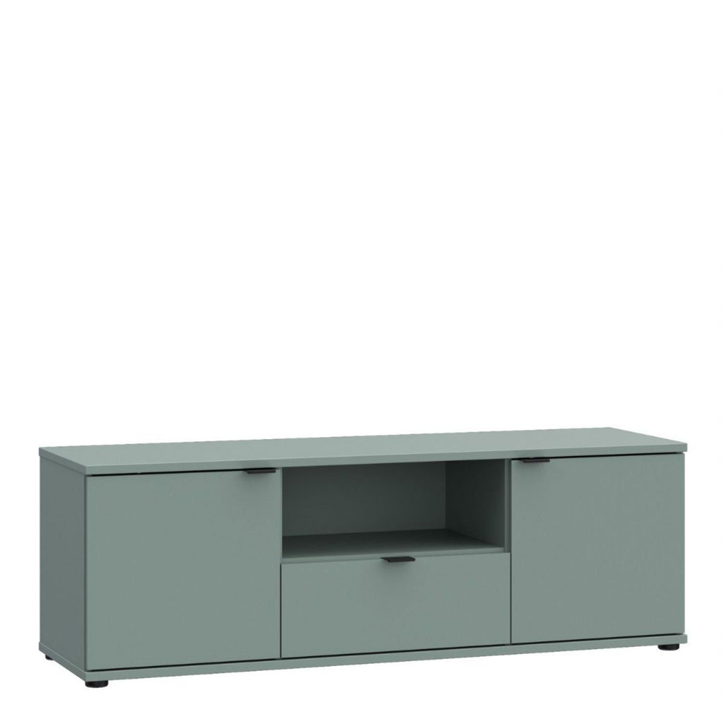 Ganymede Wide TV Unit with Open Shelf &amp; 2 Doors in Sage Green