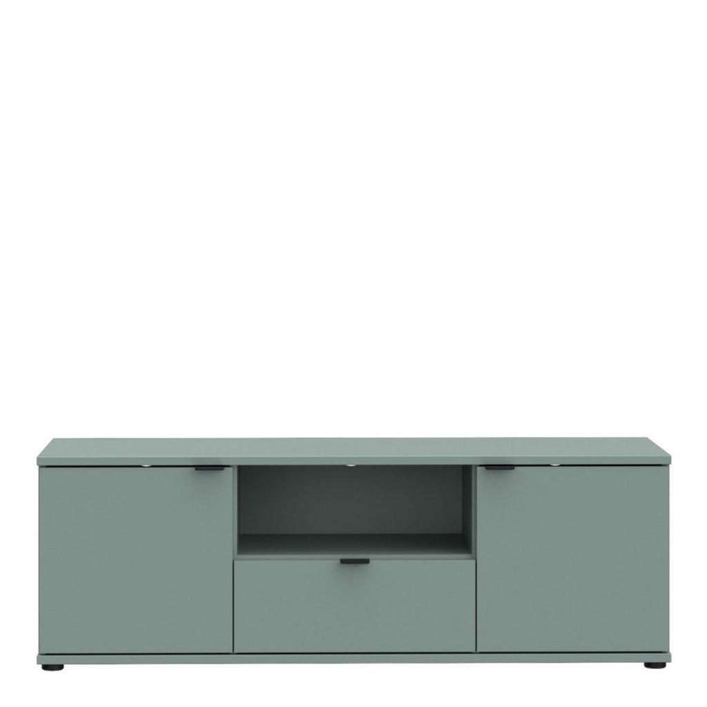 Ganymede Wide TV Unit with Open Shelf & 2 Doors in Sage Green