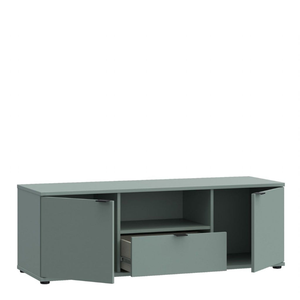 Ganymede Wide TV Unit with Open Shelf & 2 Doors in Sage Green