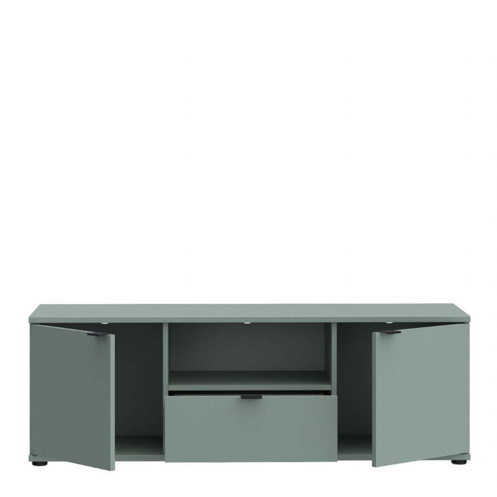 Ganymede Wide TV Unit with Open Shelf & 2 Doors in Sage Green