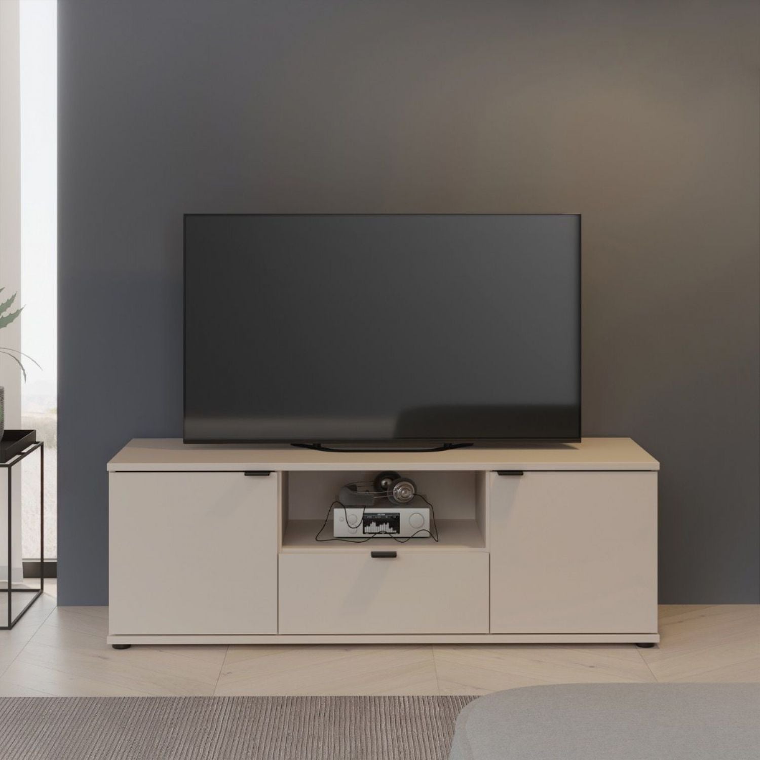 Ganymede TV Unit with Open Shelf, Drawer & 2 Doors in Sand