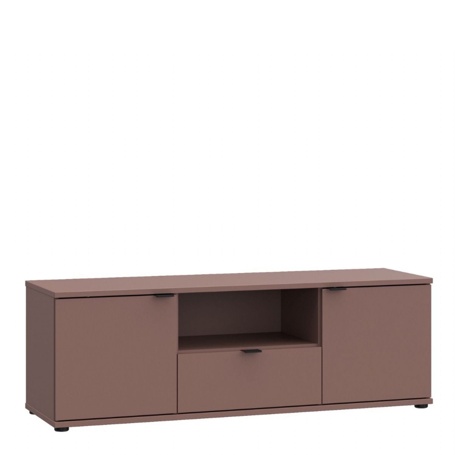Ganymede Wide TV Unit with Open Shelf, Drawer &amp; 2 Doors in Terracotta