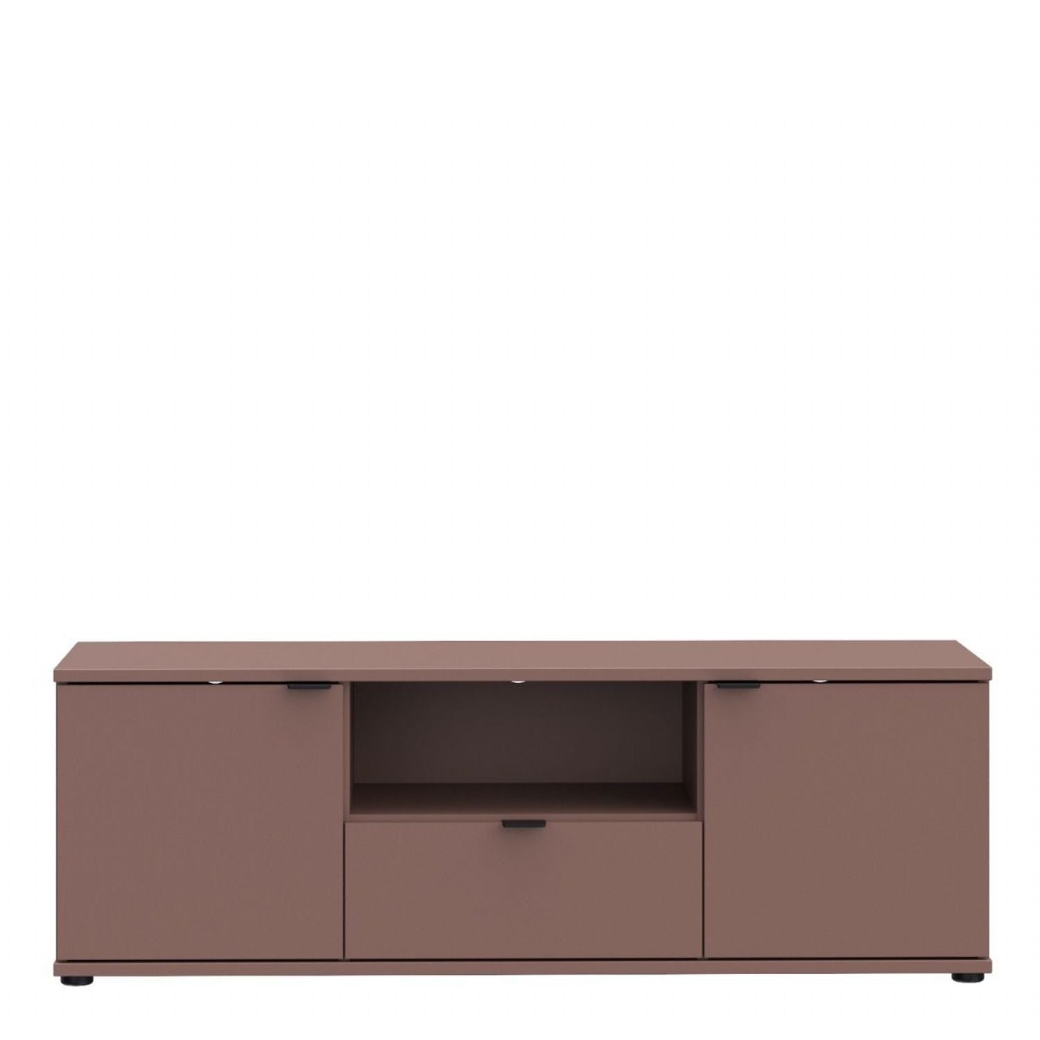 Ganymede Wide TV Unit with Open Shelf, Drawer & 2 Doors in Terracotta