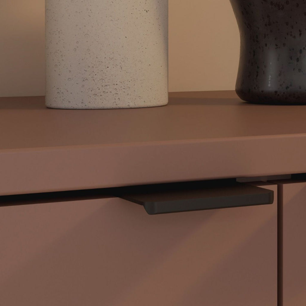 Ganymede Wide TV Unit with Open Shelf, Drawer & 2 Doors in Terracotta