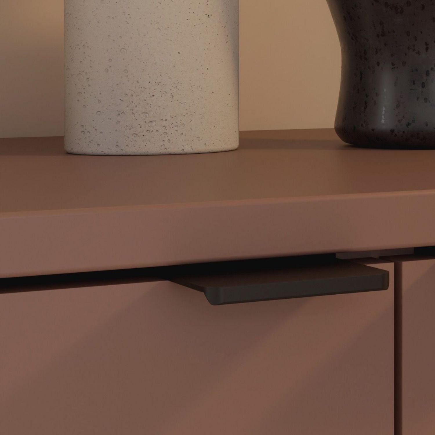 Ganymede Wide TV Unit with Open Shelf, Drawer & 2 Doors in Terracotta