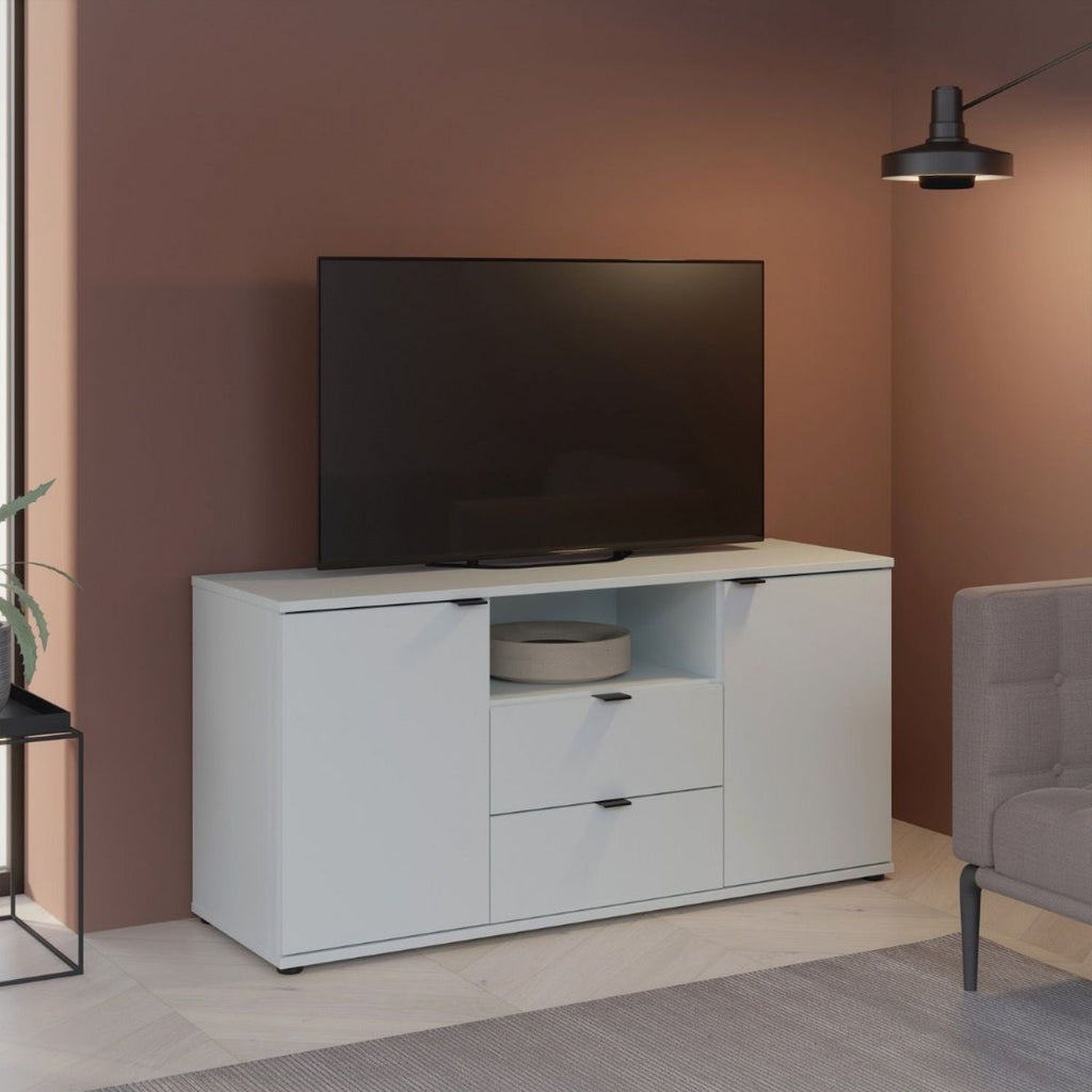 Ganymede TV Unit with Open Shelf, Drawer & 2 Doors in Light Grey