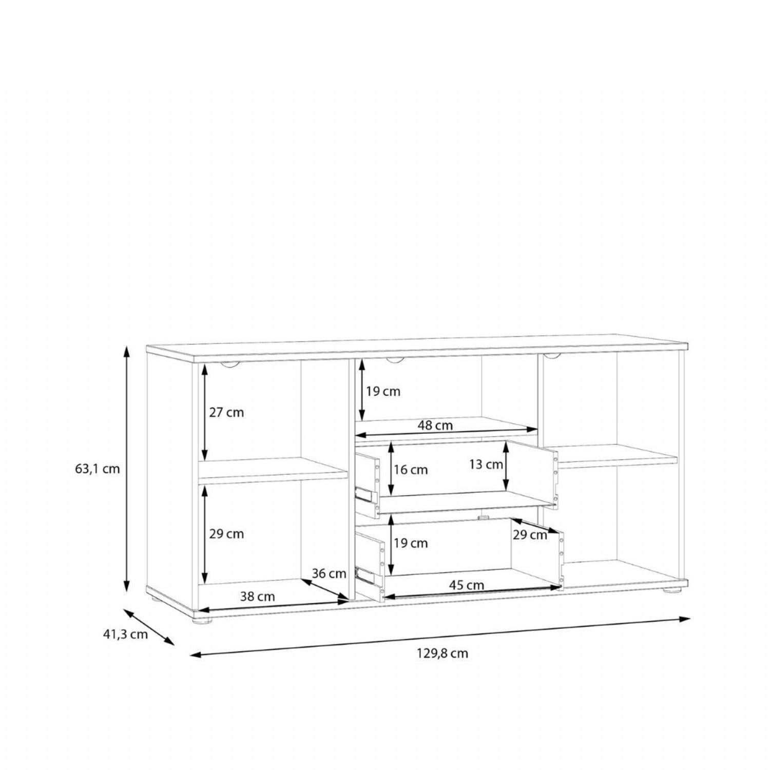 Ganymede TV Unit with Open Shelf, Drawer & 2 Doors in Sage Green