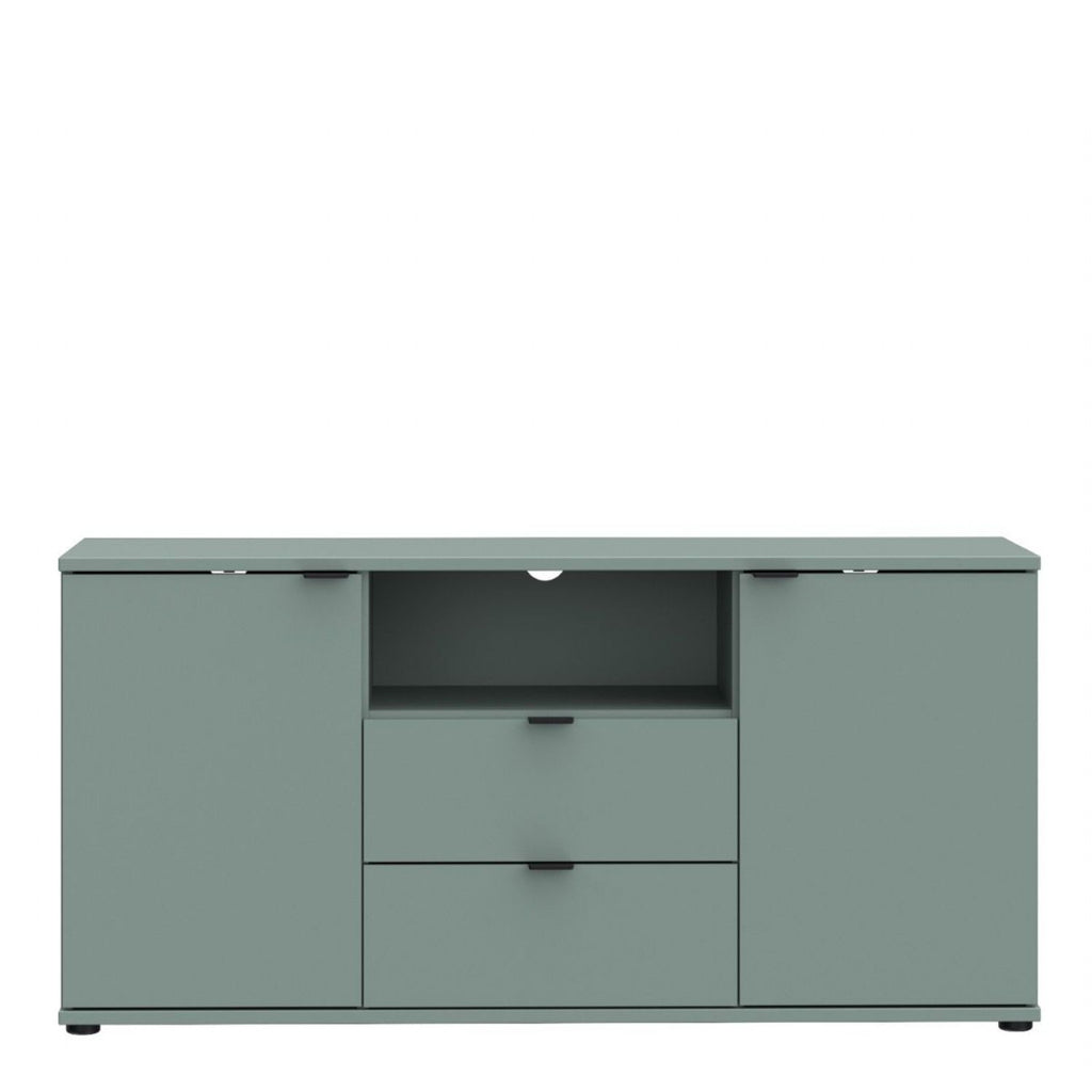 Ganymede TV Unit with Open Shelf, Drawer & 2 Doors in Sage Green