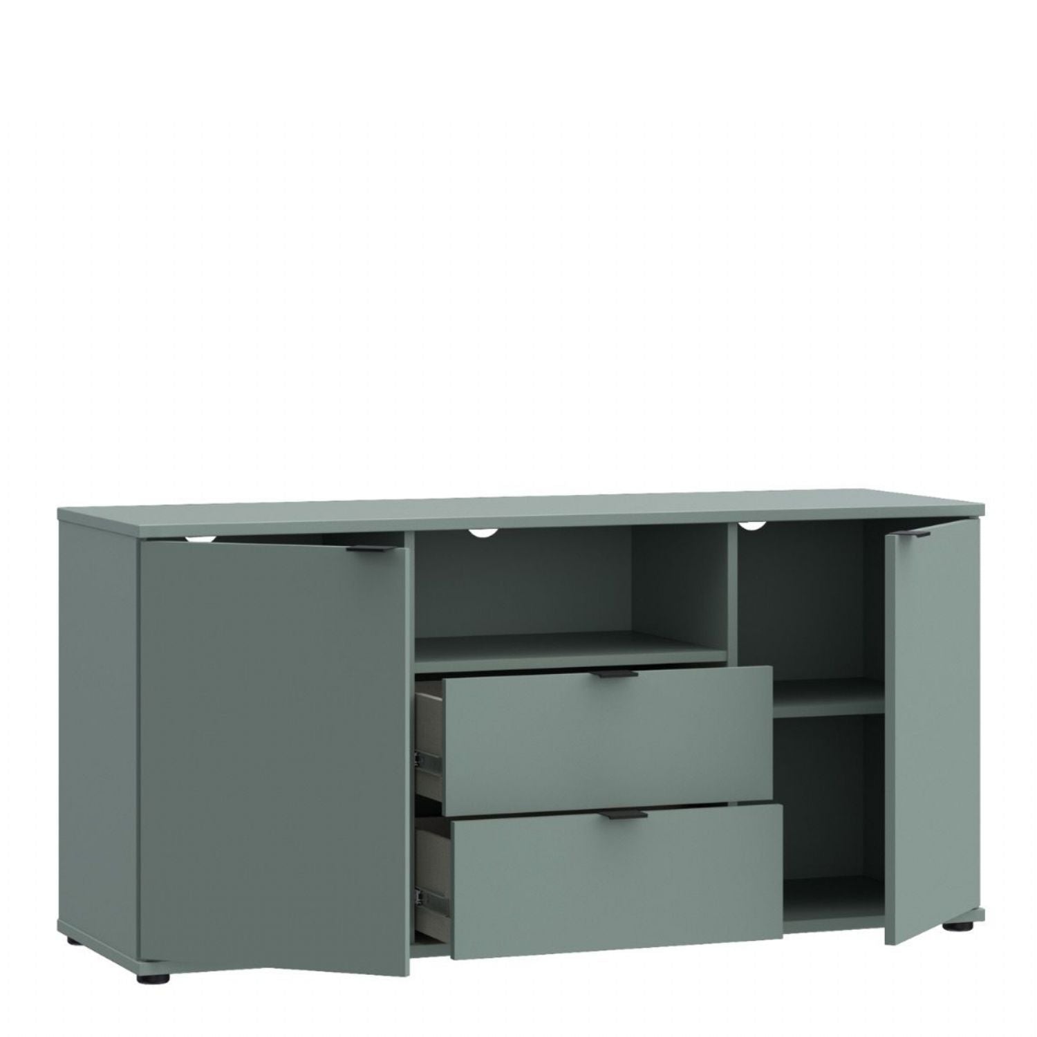 Ganymede TV Unit with Open Shelf, Drawer & 2 Doors in Sage Green