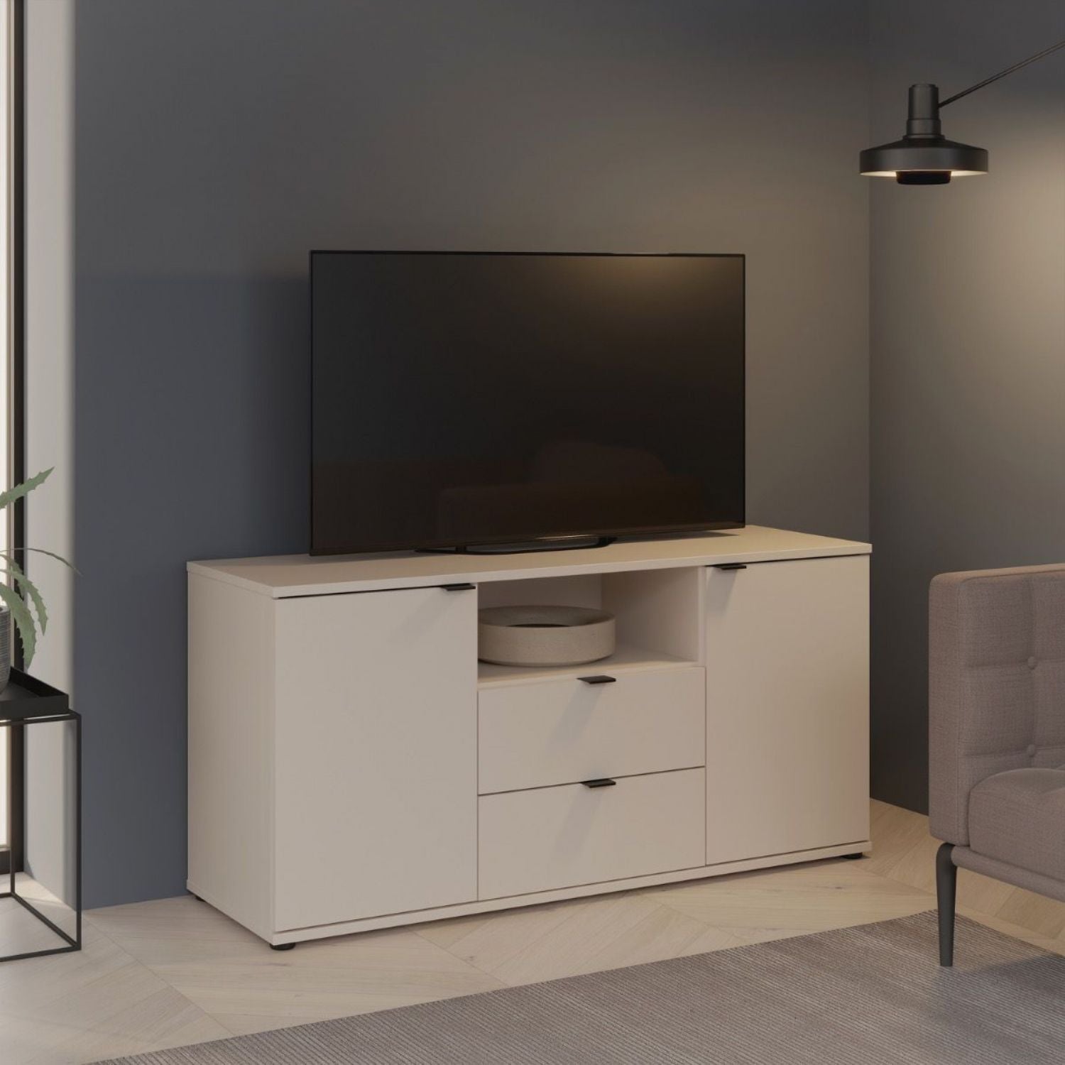 Ganymede TV Unit with Open Shelf, 2 Drawers & 2 Doors in Sand