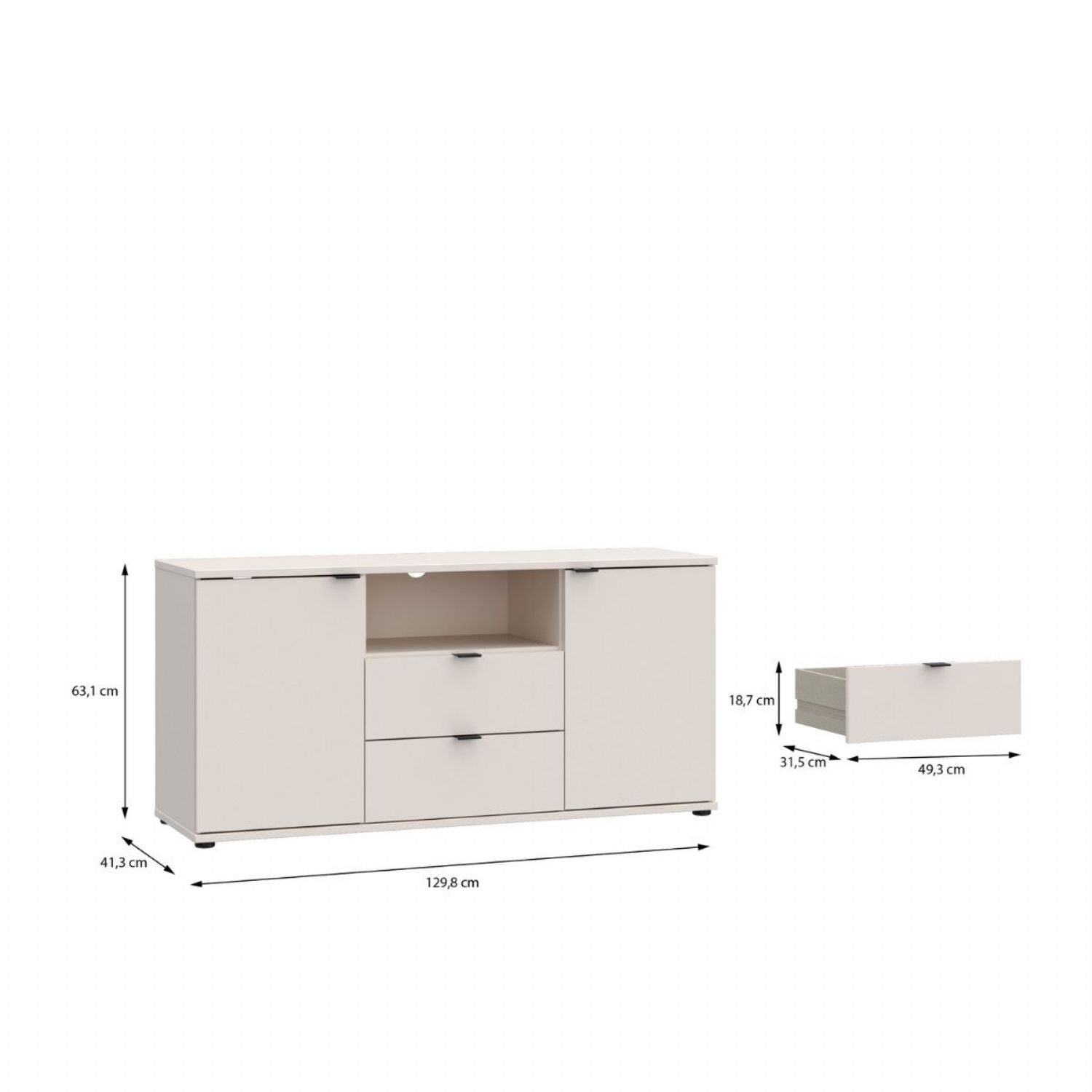 Ganymede TV Unit with Open Shelf, 2 Drawers & 2 Doors in Sand