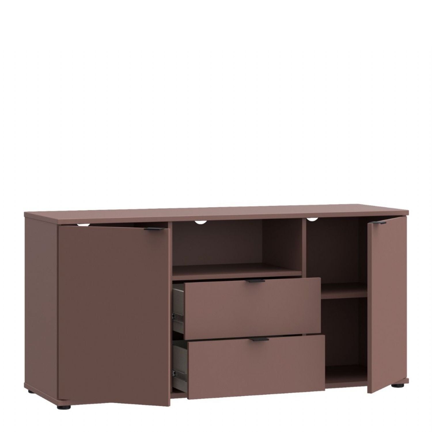 Ganymede TV Unit with Open Shelf, 2 Drawers & 2 Doors in Terracotta
