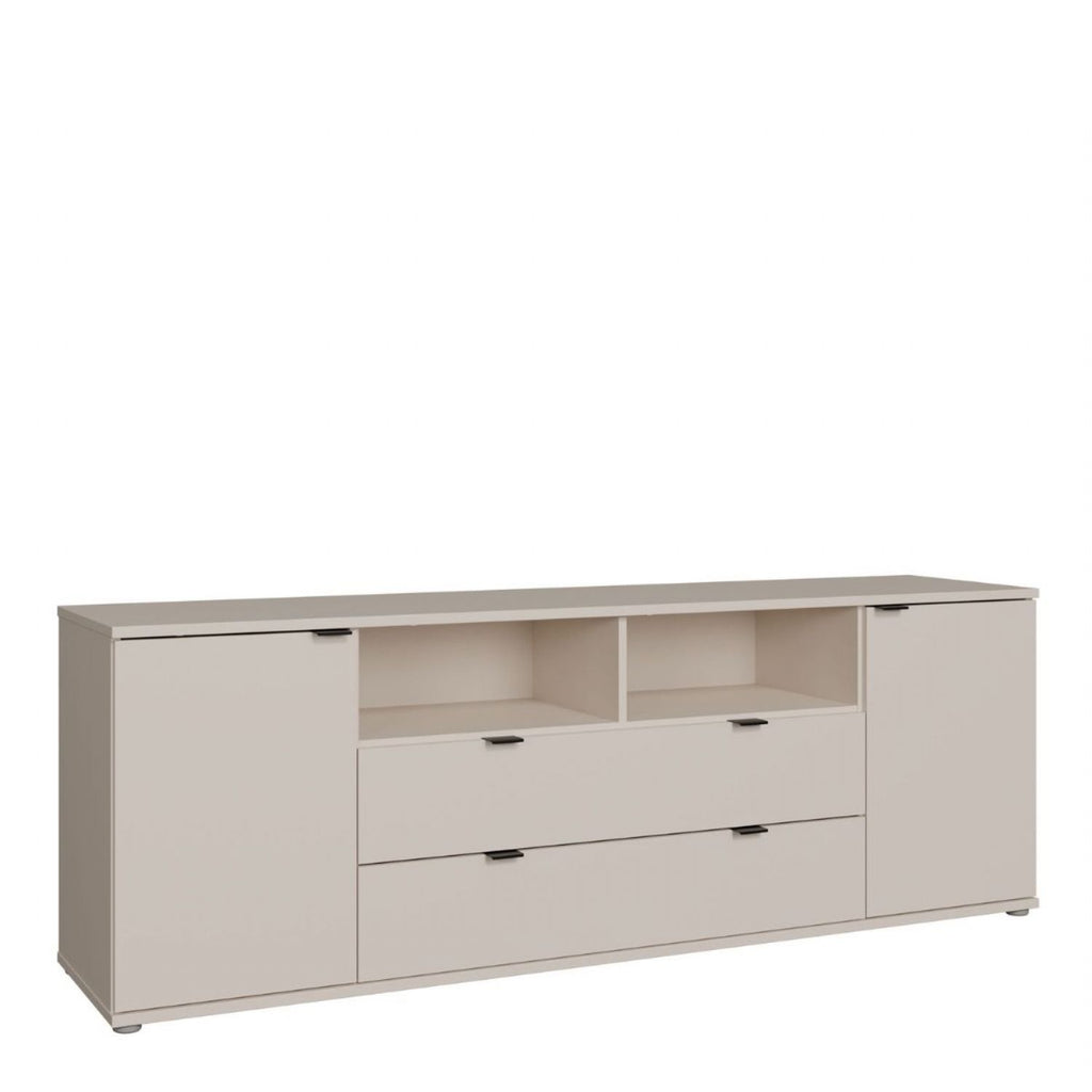 Ganymede Wide TV Unit with Open Shelving, 2 Drawers &amp; 2 Doors in Sand