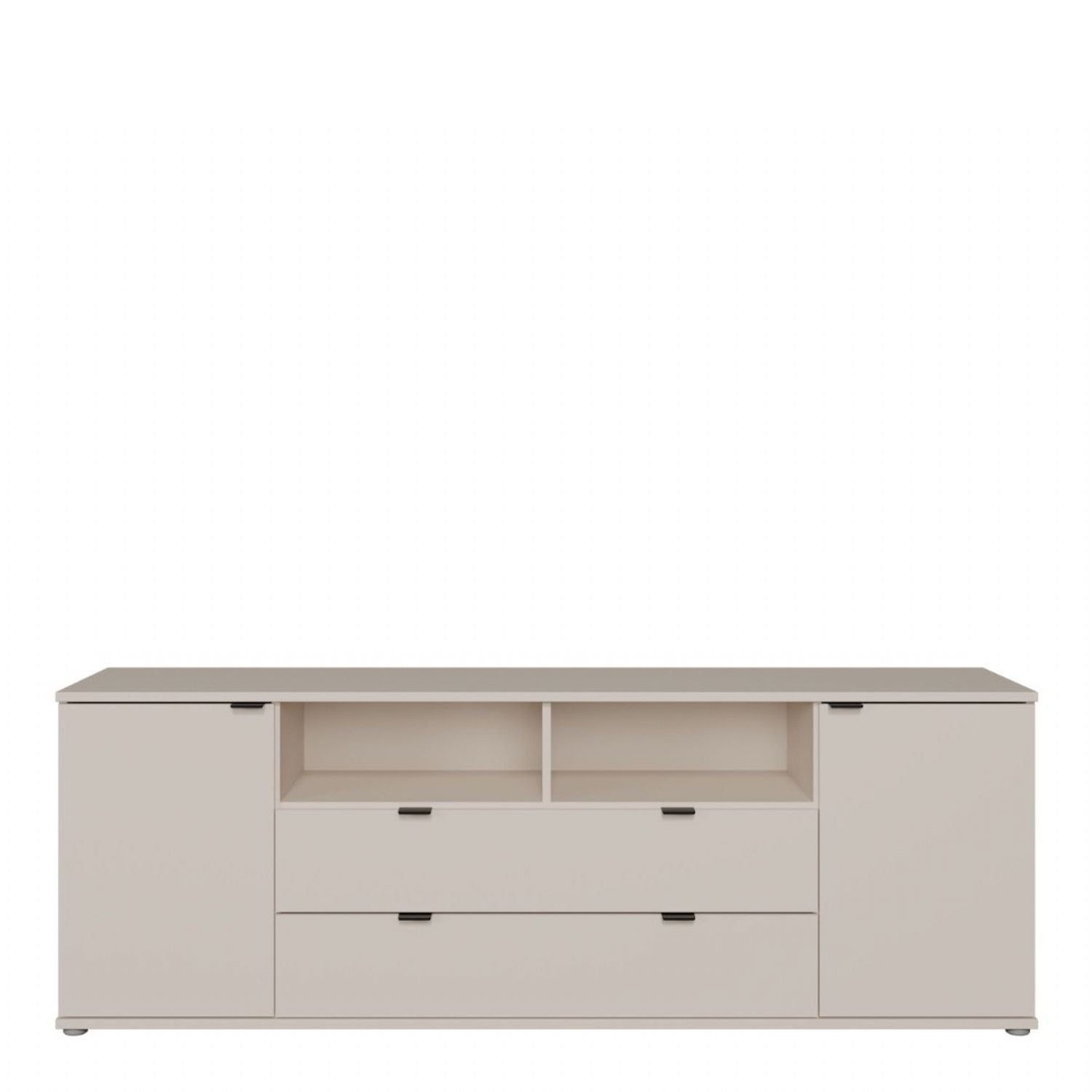 Ganymede Wide TV Unit with Open Shelving, 2 Drawers & 2 Doors in Sand