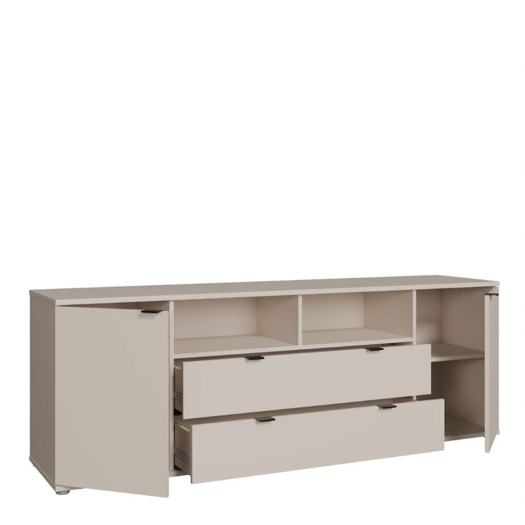Ganymede Wide TV Unit with Open Shelving, 2 Drawers & 2 Doors in Sand