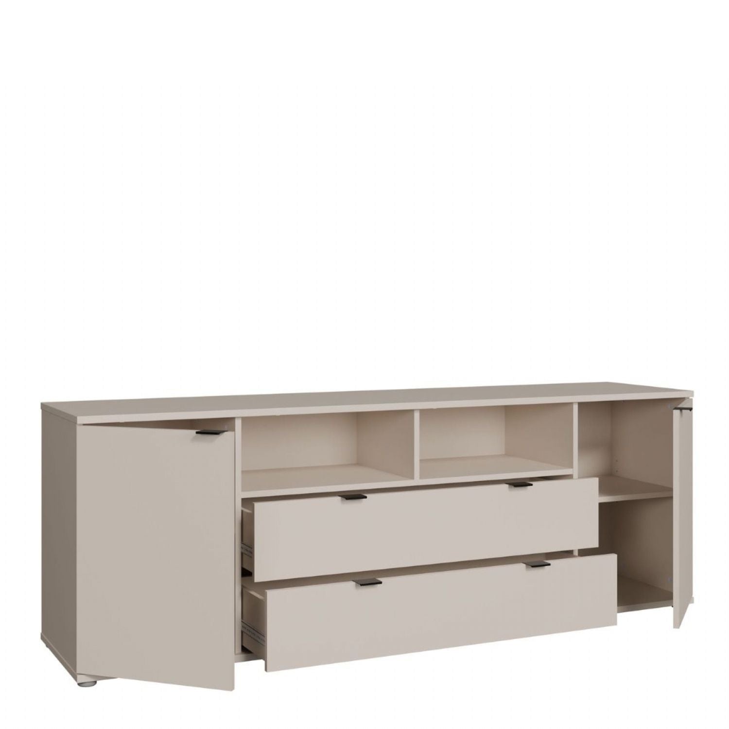 Ganymede Wide TV Unit with Open Shelving, 2 Drawers & 2 Doors in Sand
